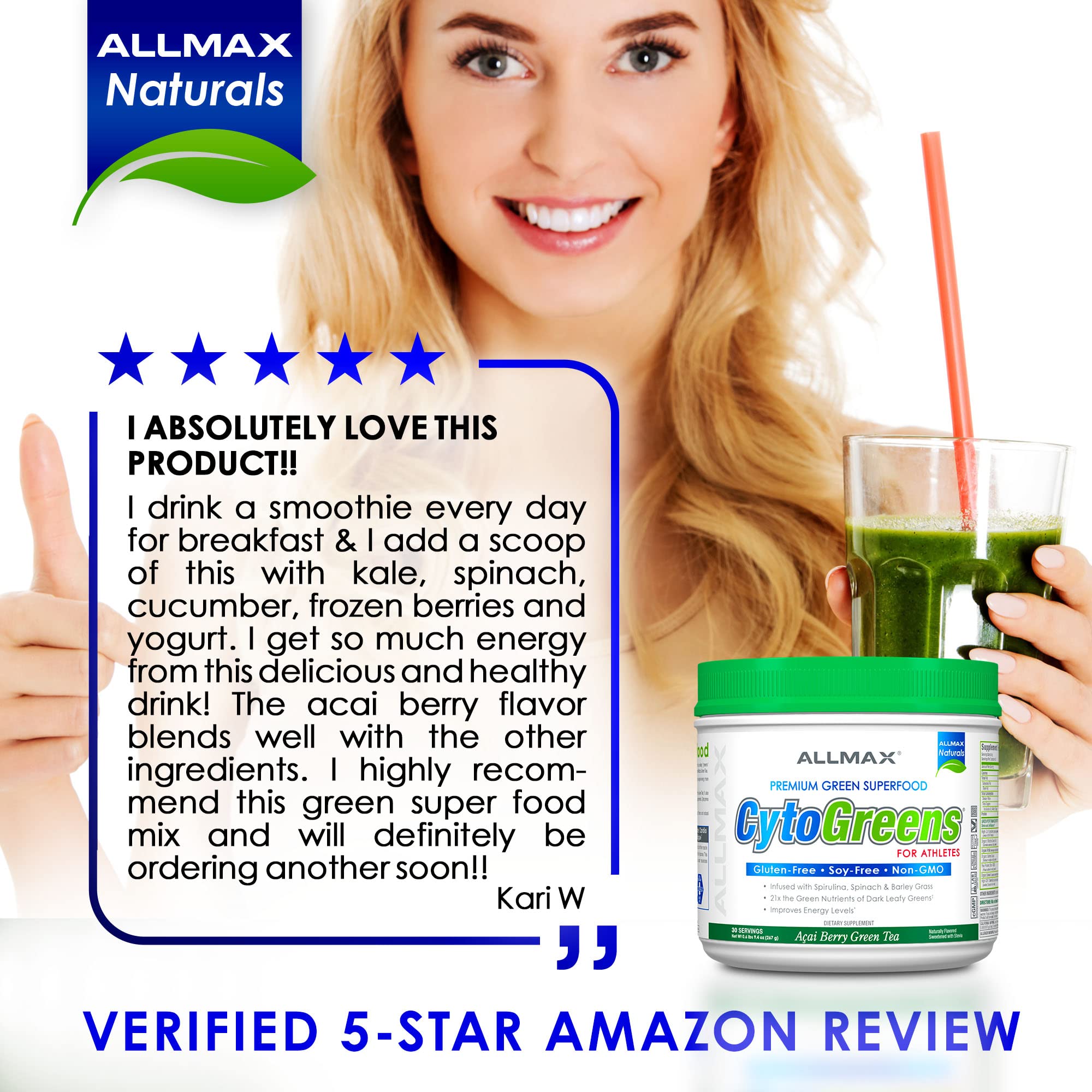 ALLMAX Naturals Cyto-Greens – ingrédients botanique: plantes et fruits pour une base nutritionnelle