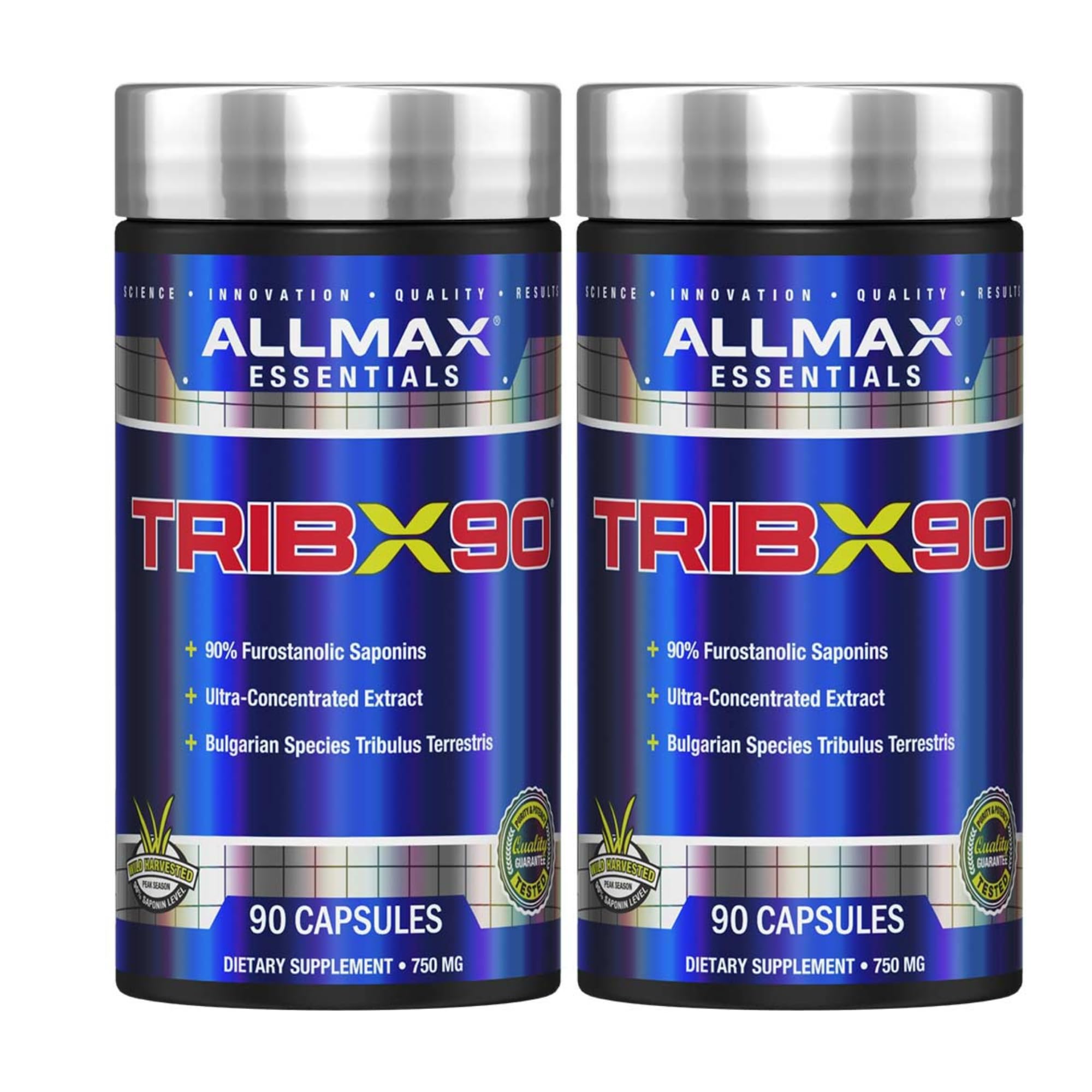 ALLMAX TRIBX90 bouteilles de capsules, soutien potentiel à la vitalité masculine.