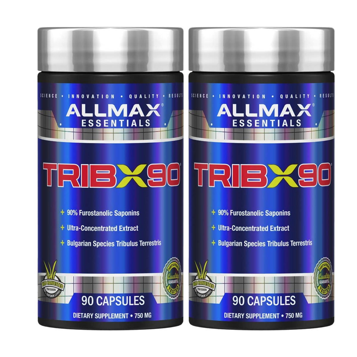 ALLMAX TRIBX90 bouteilles de capsules, soutien potentiel à la vitalité masculine.