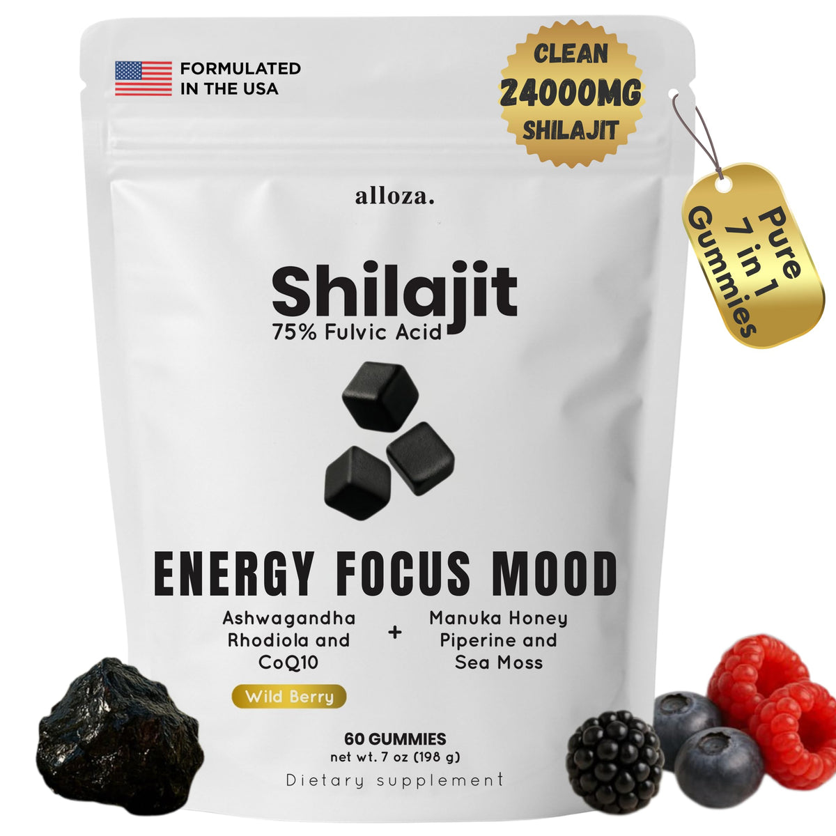 Gomme alloza Shilajit et CoQ10, énergie soutenue et concentration