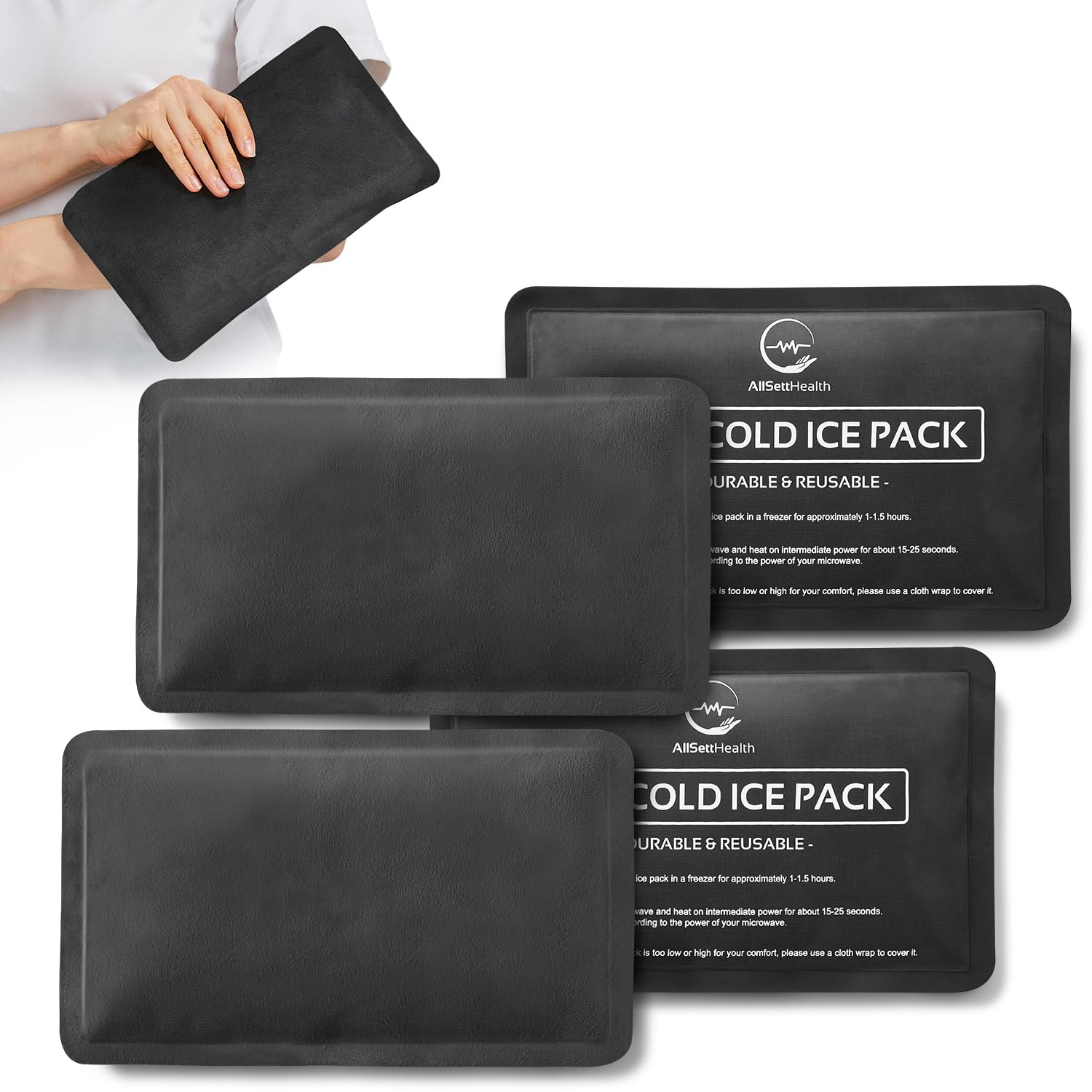 AllSett Health 4pack glace réutilisable – côté velours doux pour une peau agréable