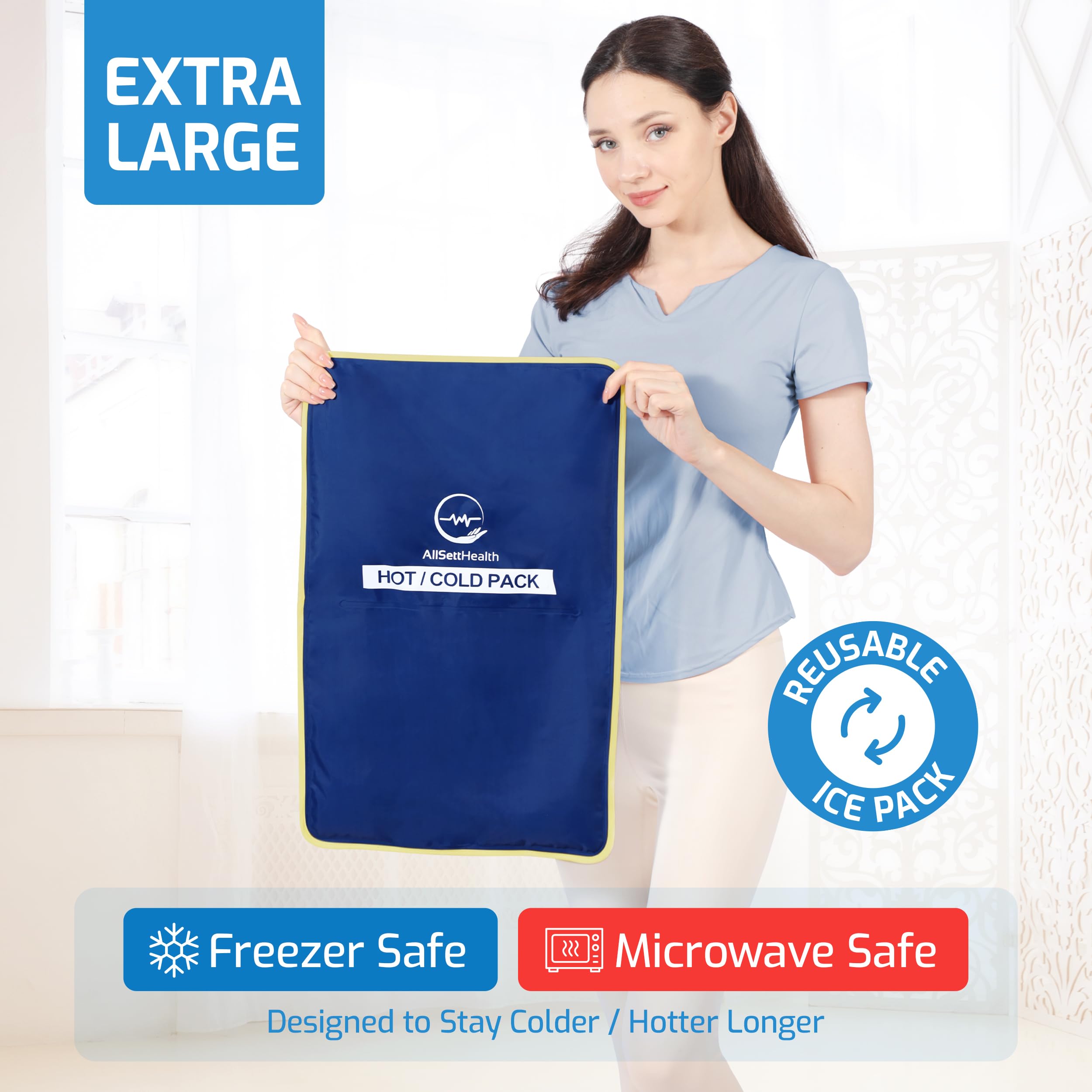 AllSett Health compresse gel XL favorise récupération post-chirurgie et confort quotidien.