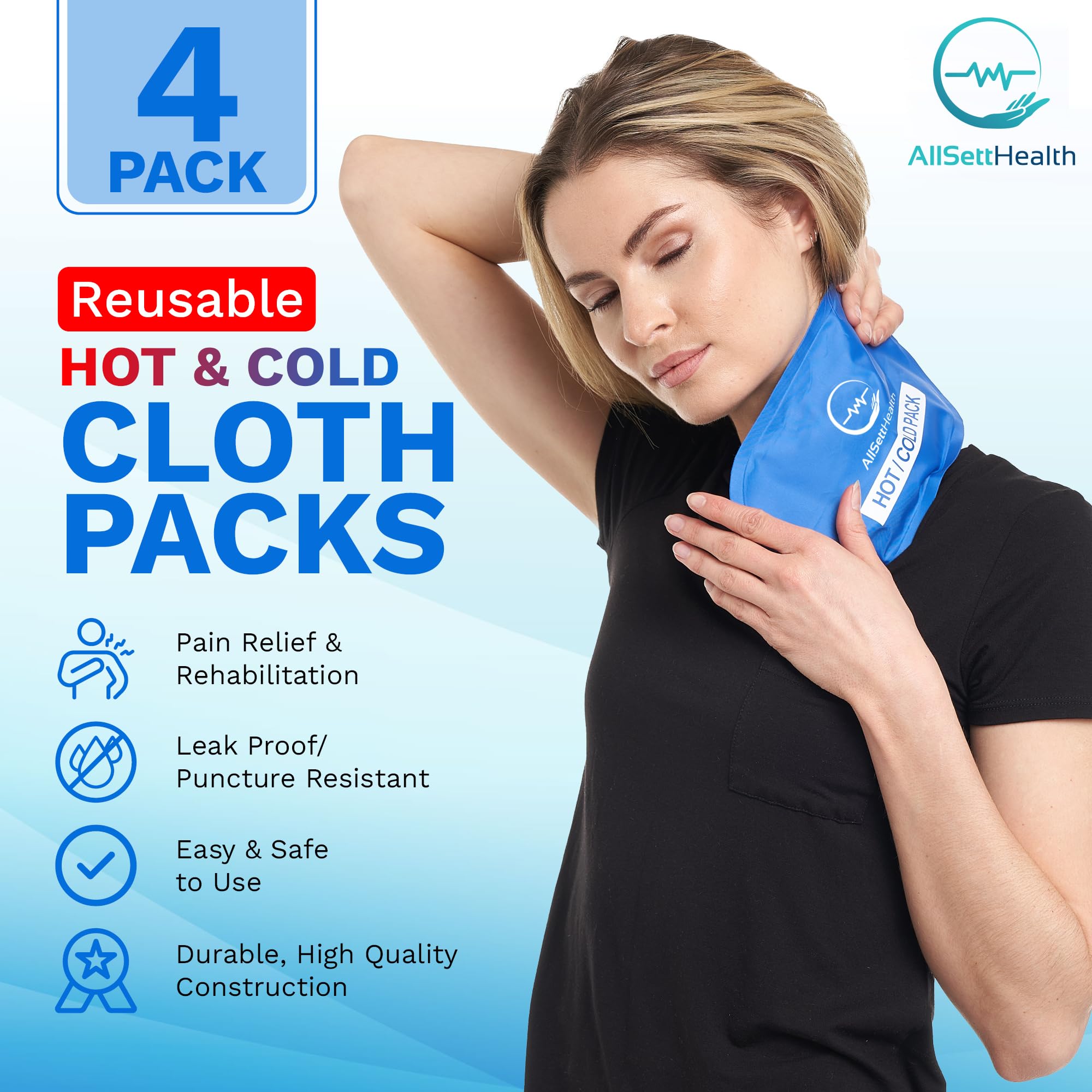 Gel glacé AllSett Health doux et flexible, parfait pour les douleurs sportives mineures.