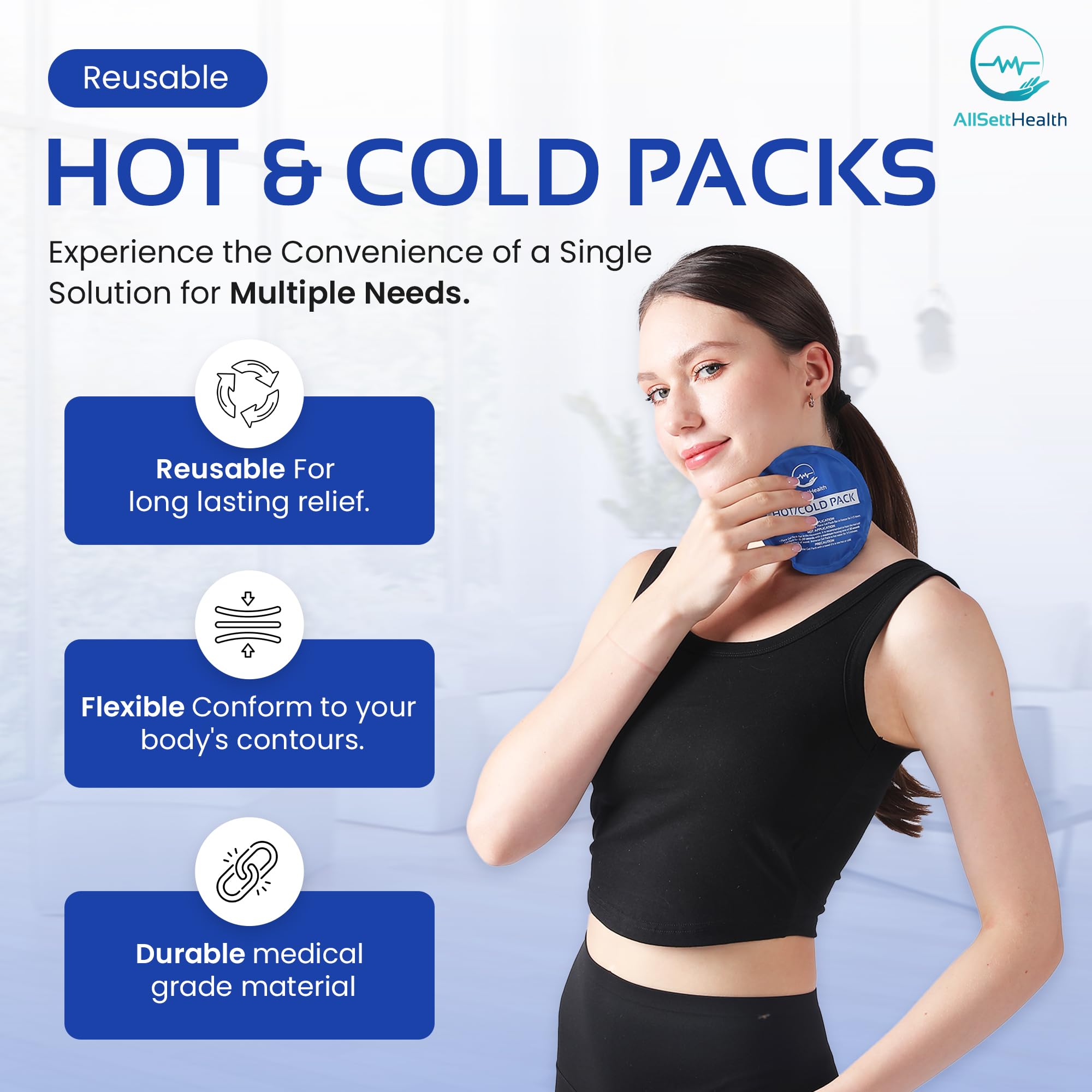 AllSett Health kit chaud-froid ovale pour détendre les muscles après l'effort.