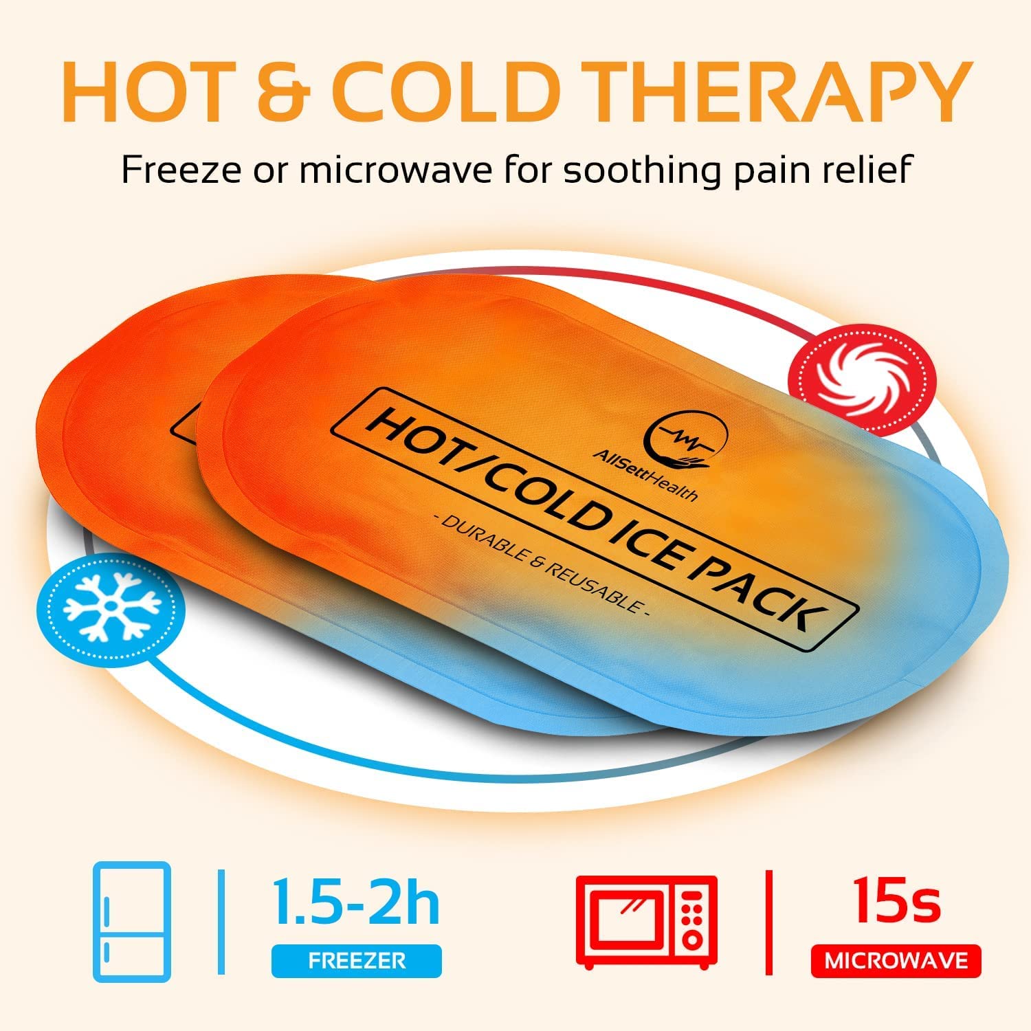 AllSett Health Pack gel chaud-froid orange 03, idéal pour petites douleurs et coups.