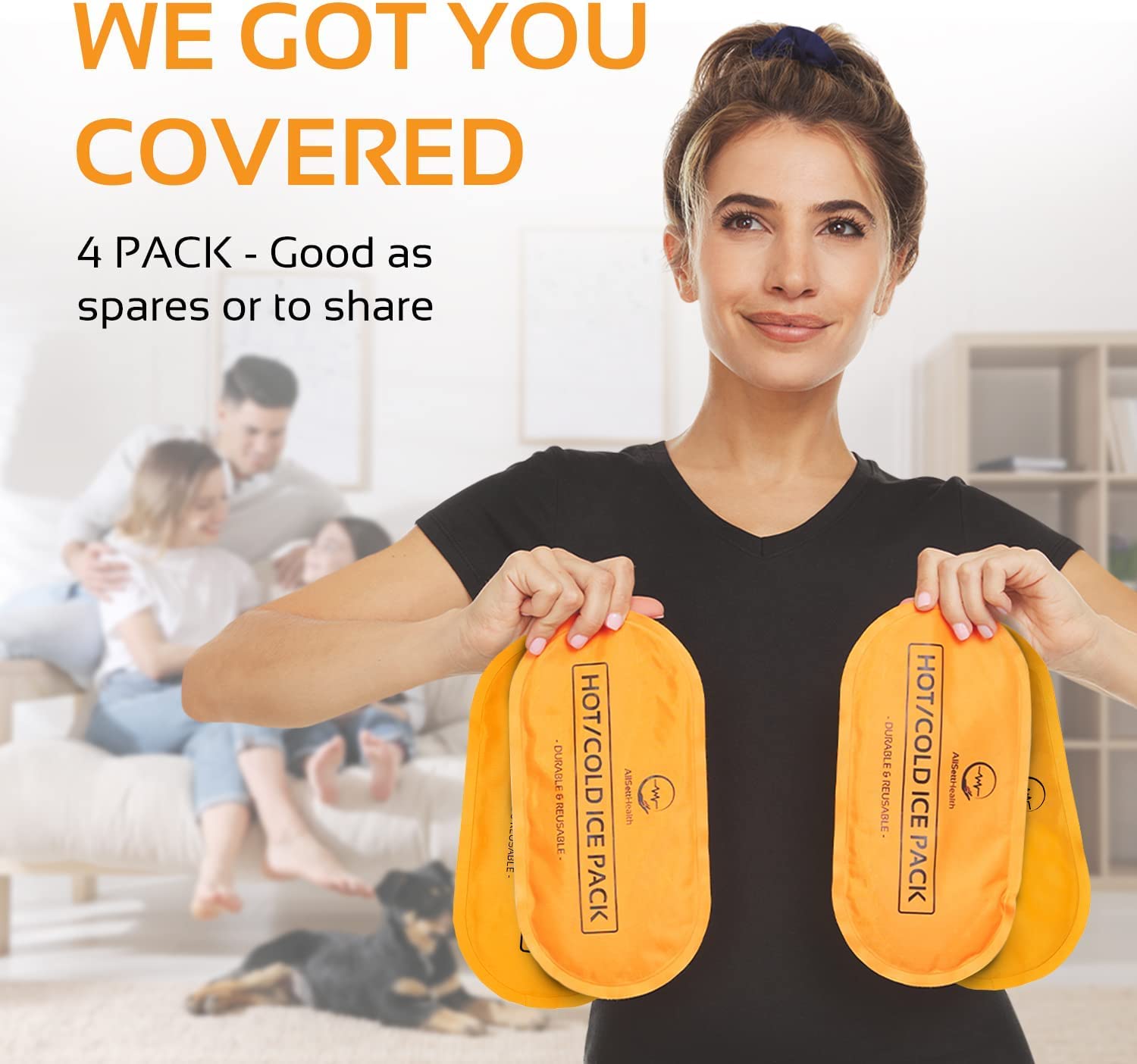AllSett Health Pack gel chaud-froid orange 06, flexible et réutilisable à domicile.