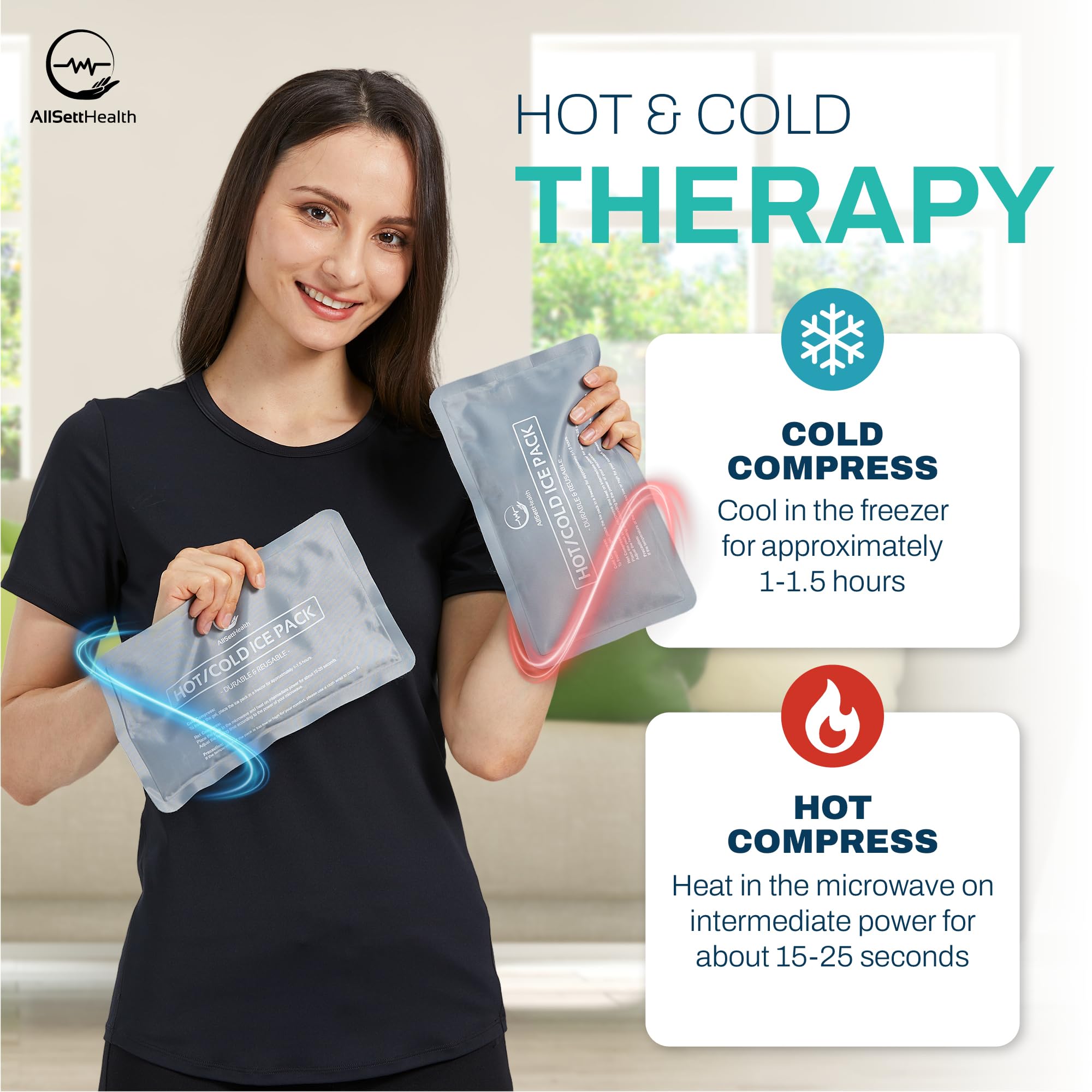 AllSett Health pack glace flexible anti fuite — adaptable au corps.