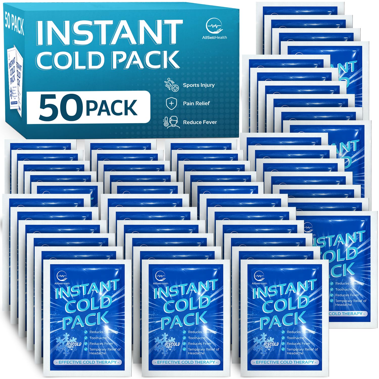 AllSett Health pack glace instant activer pour soulagement rapide sans congélateur.