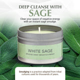 Bougie Almeara Sauge Lavande, flamme douce et parfum équilibré favorisant le calme.