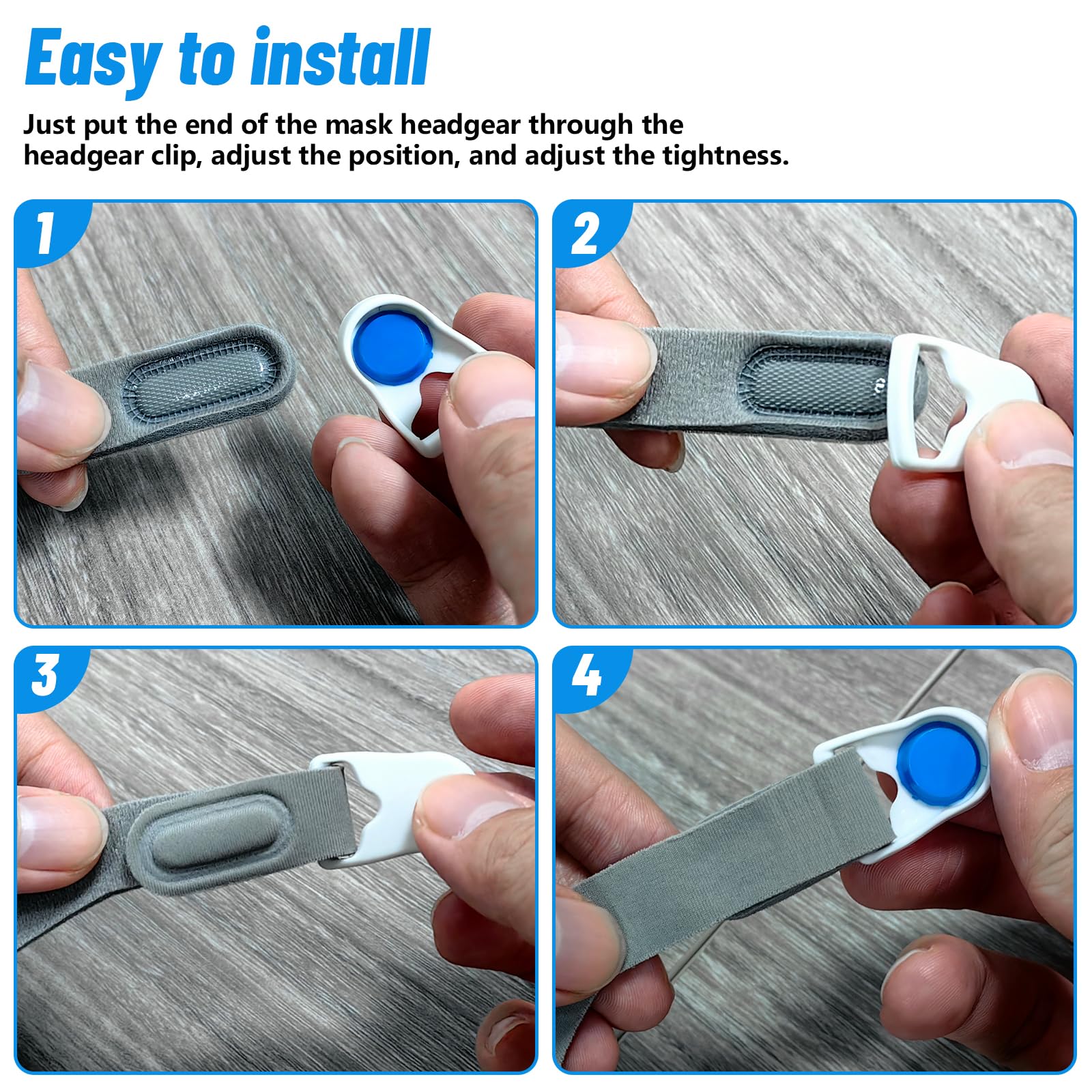 Ensemble de quatre clips-harnais AirFit, pratique pour usage quotidien.