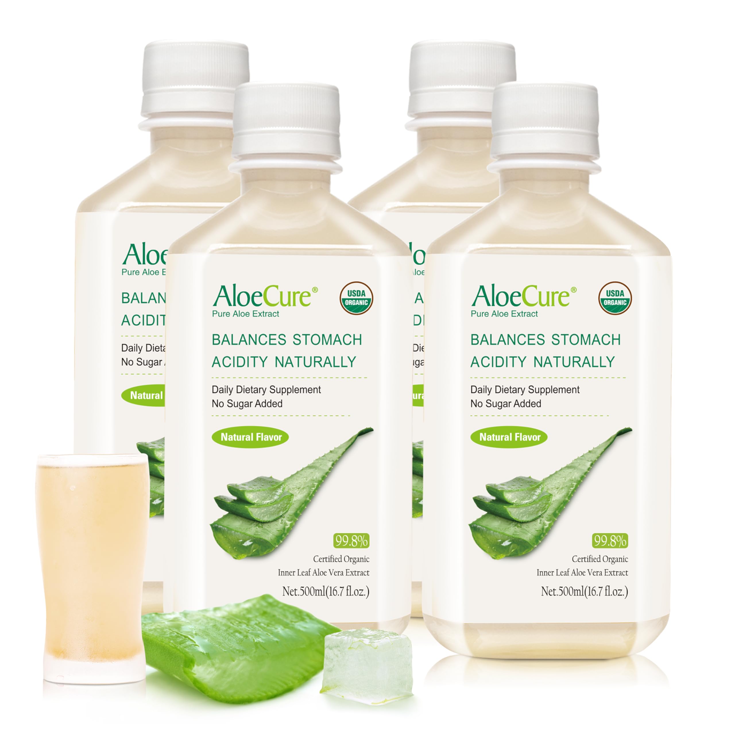 AloeCure – Bouteille de jus d'aloès vera, pur et naturel pour la digestion