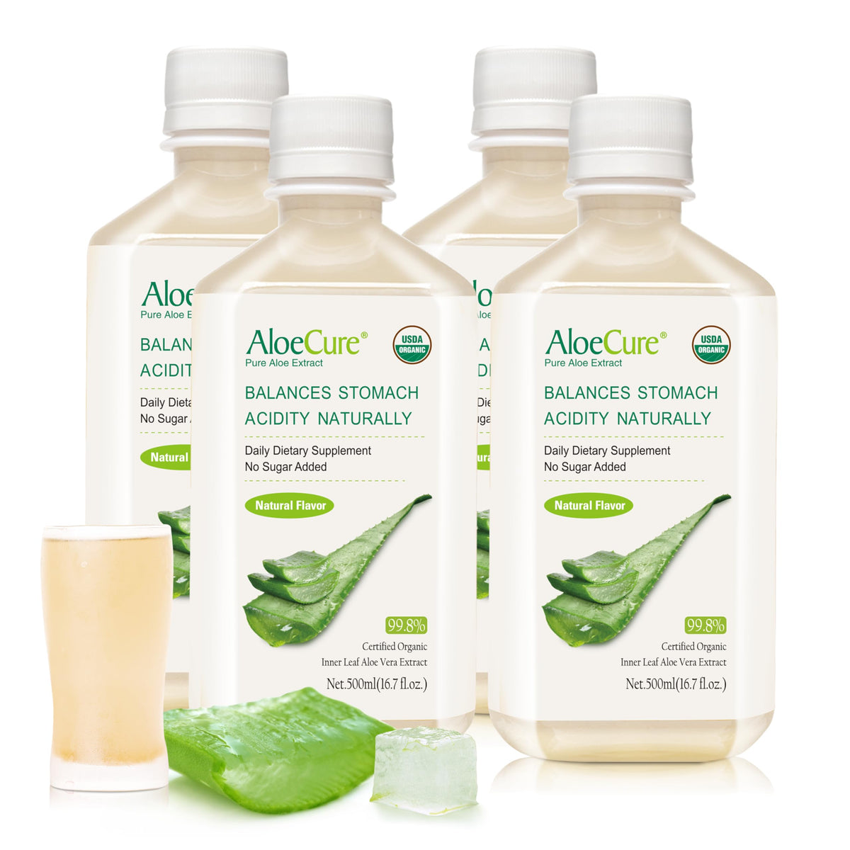 AloeCure – Bouteille de jus d'aloès vera, pur et naturel pour la digestion