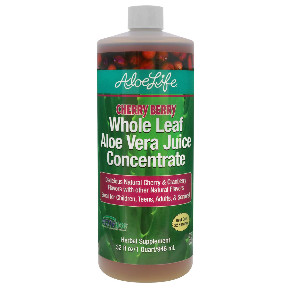 Aloe Life – bouteille de jus d’aloès en feuilles entières, goût pur et riche.