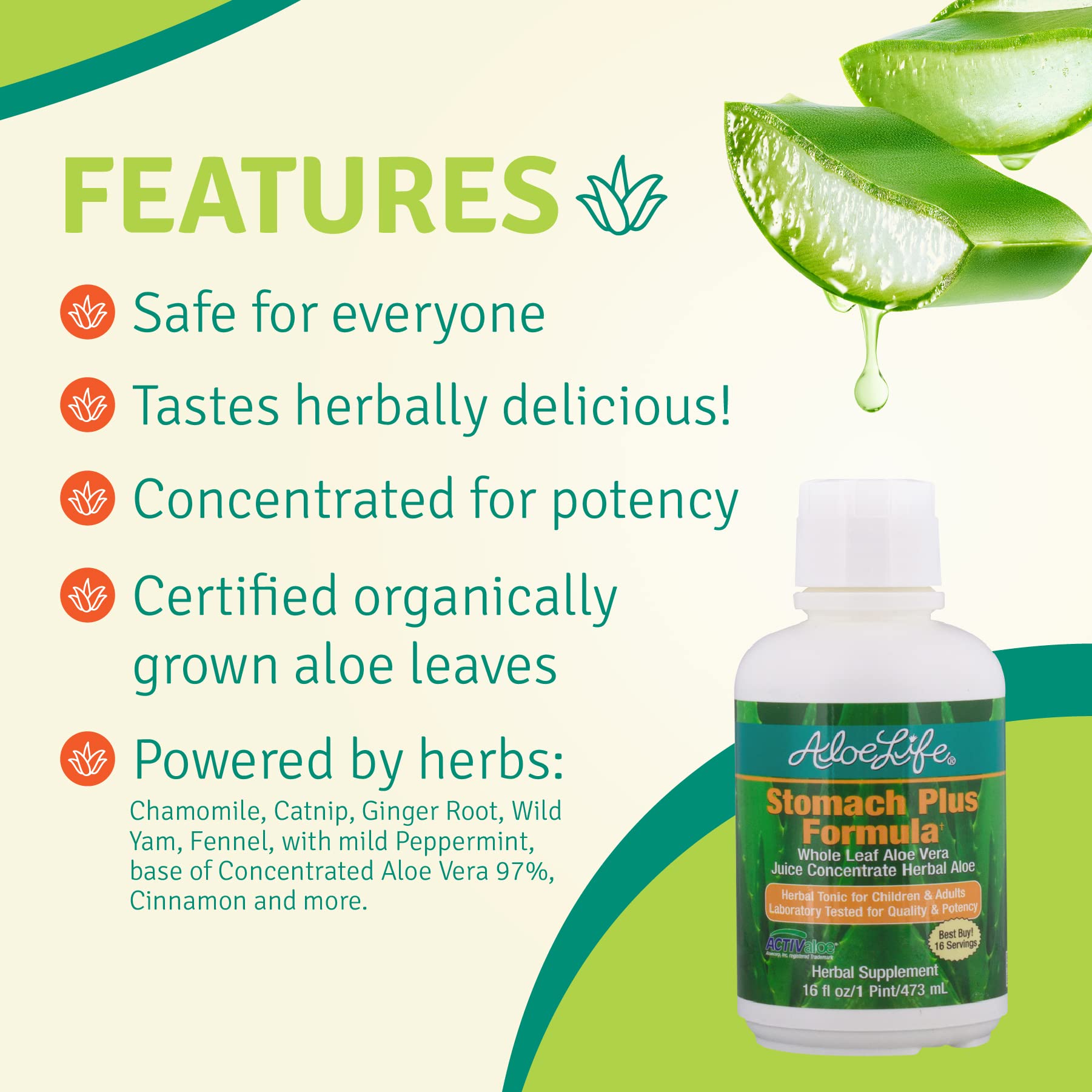 Aloe Life Stomach Plus base aloe concentrée, option naturelle et pratique.