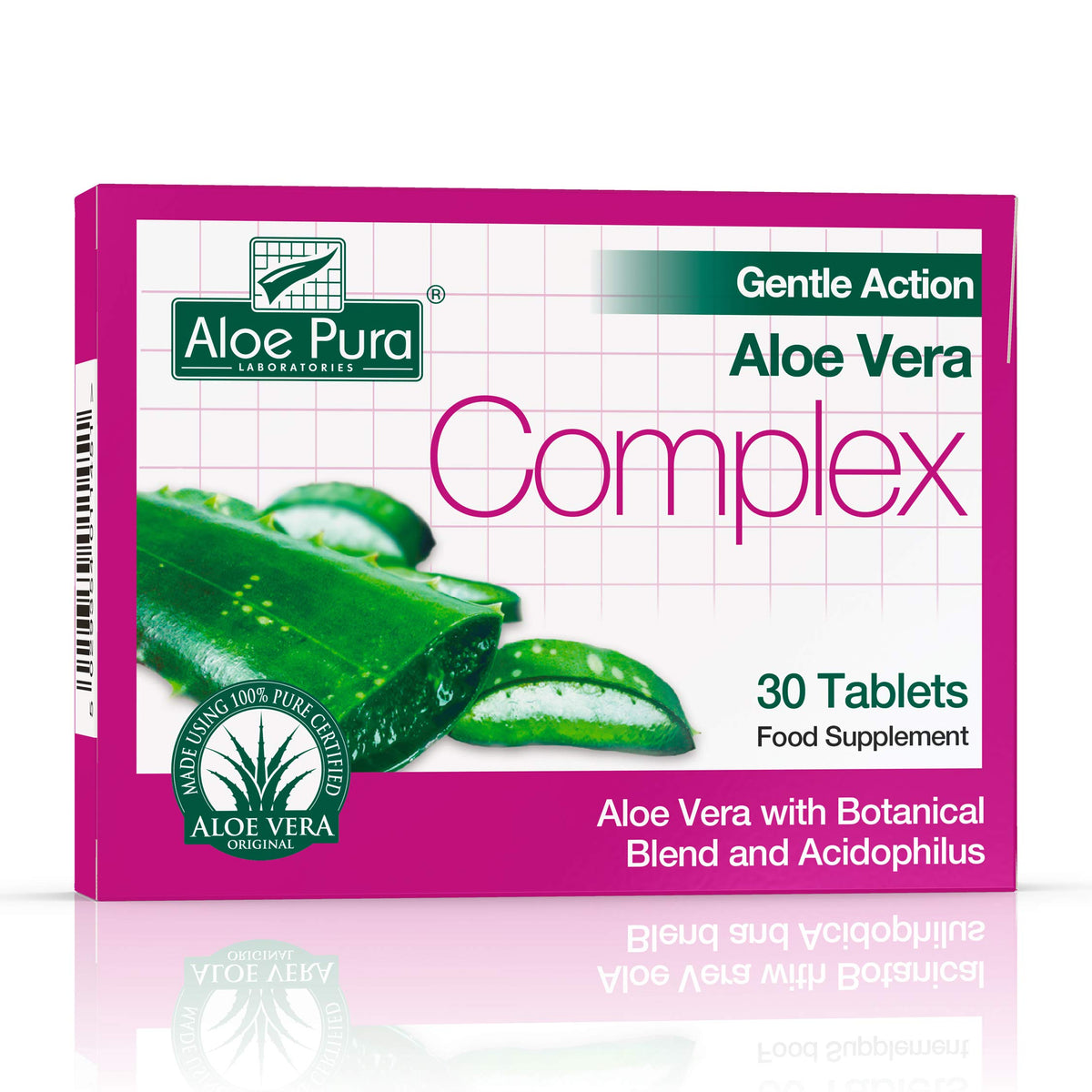 Aloe Pura Colax emballage 30 comprimés, soutien potentiel du transit