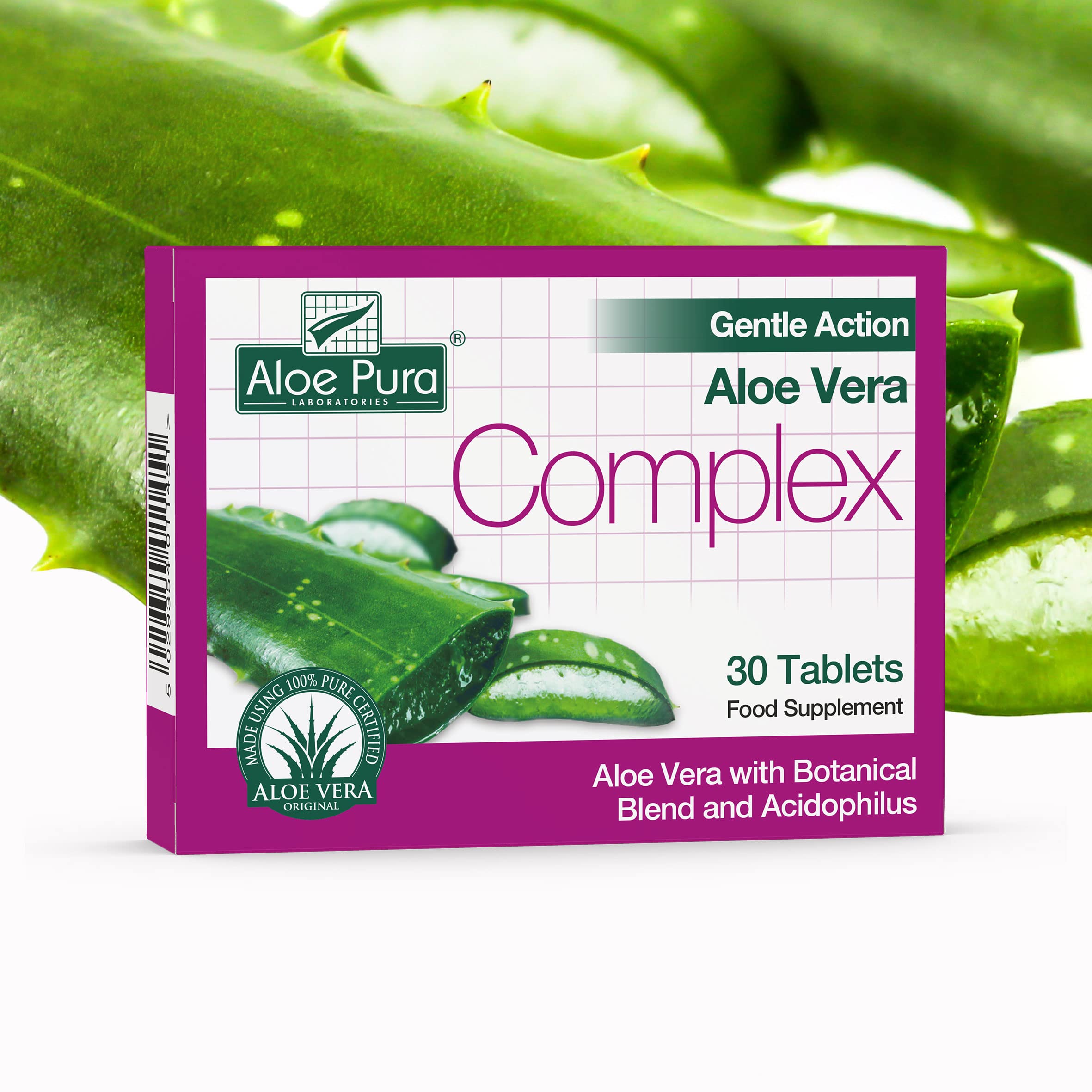 Aloe Pura Colax étiquette détaillée, probiotiques inclus pour l'équilibre intestinal
