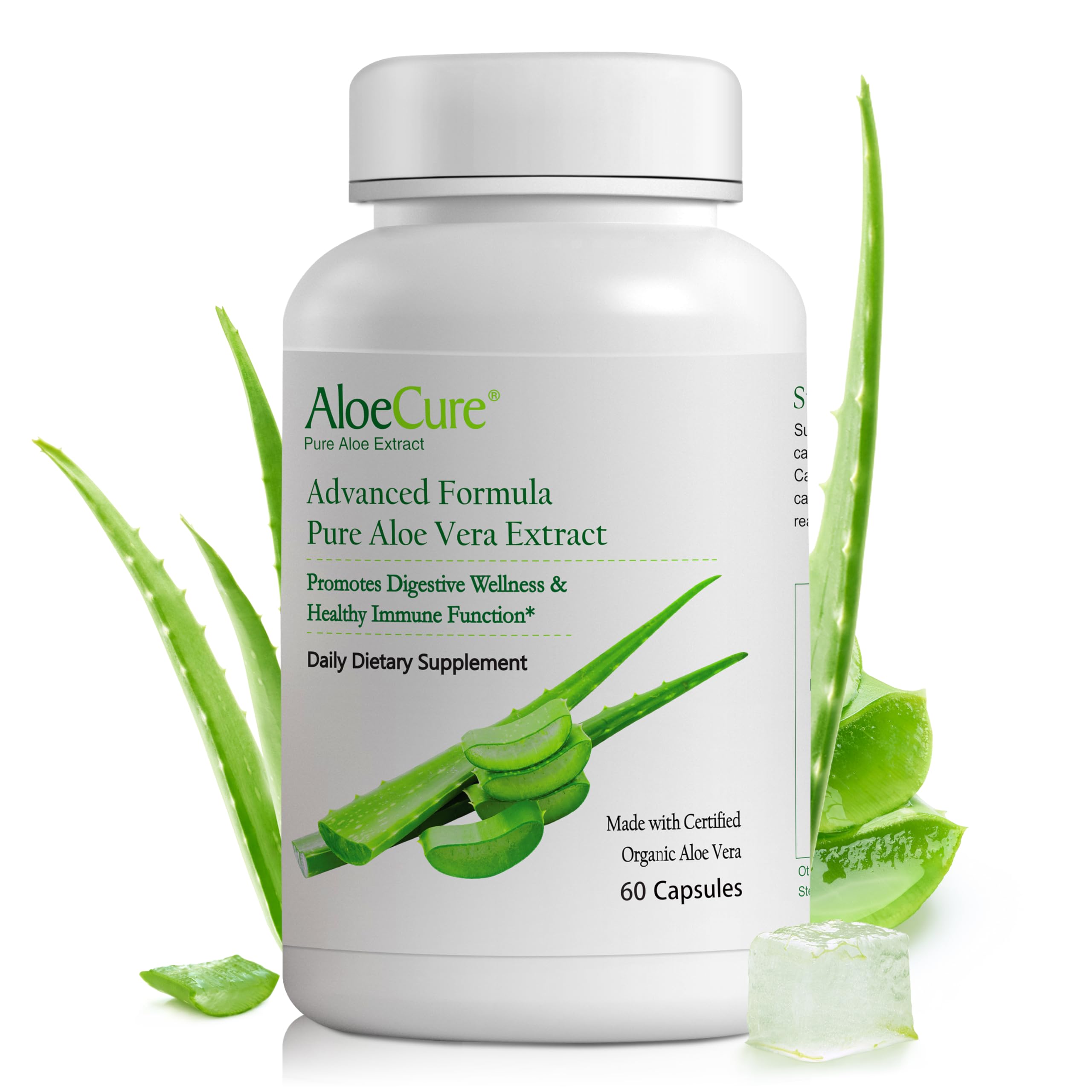 AloeCure bouteille de capsules pratique pour une supplémentation digestive au quotidien