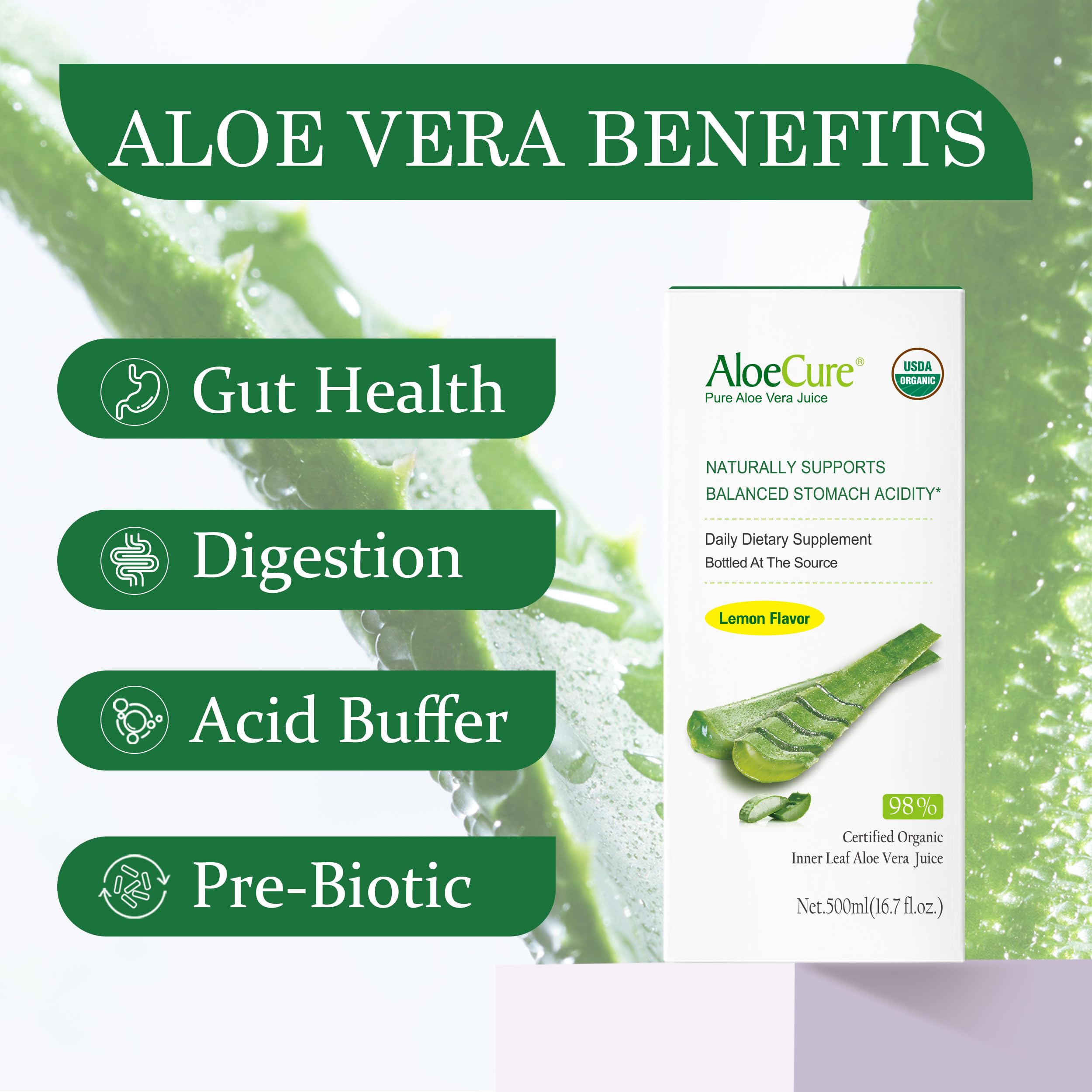 AloeCure: doseur en verre pour une utilisation facile au quotidien.