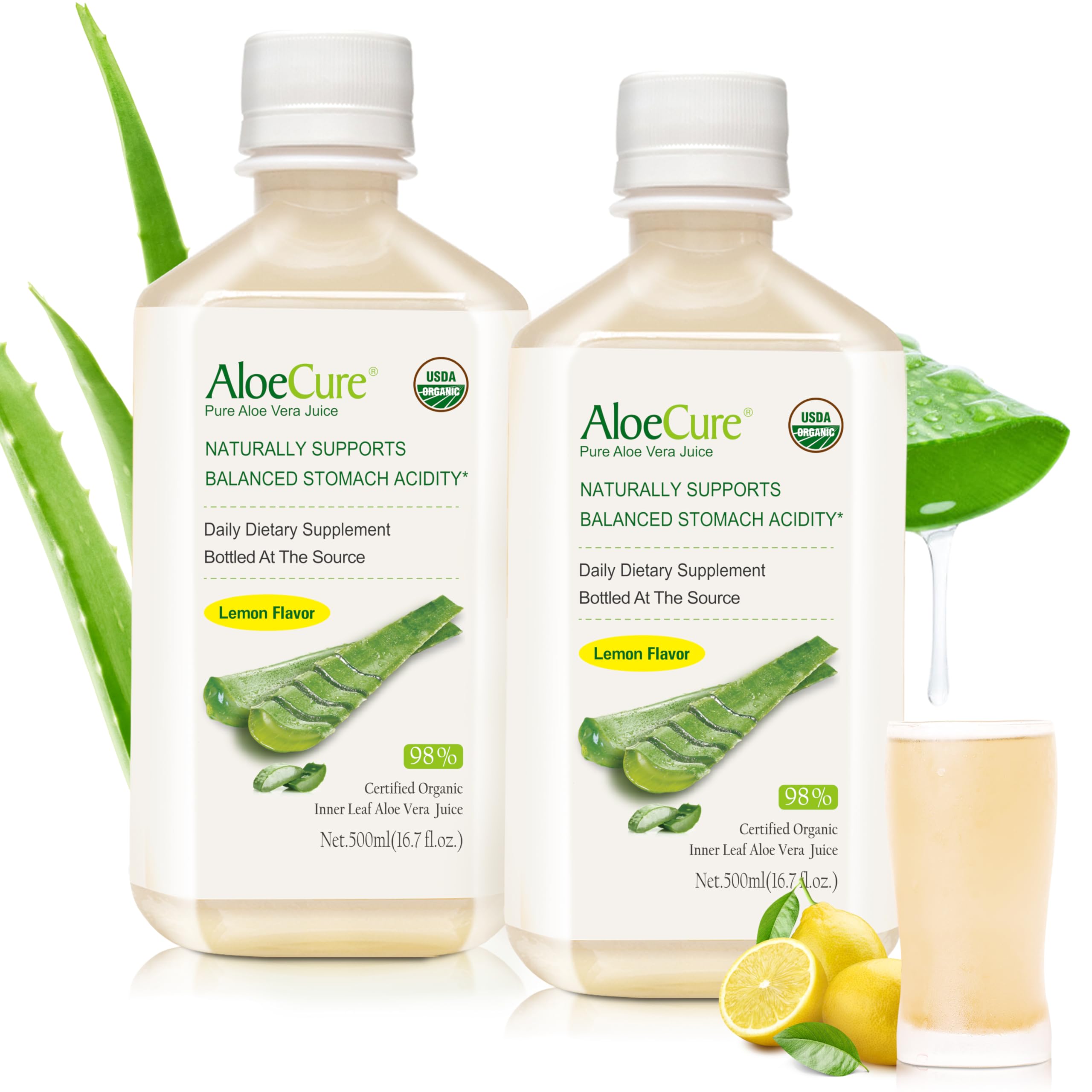 AloeCure jus aloe vera citron, emballage clair pour digestion equilibree