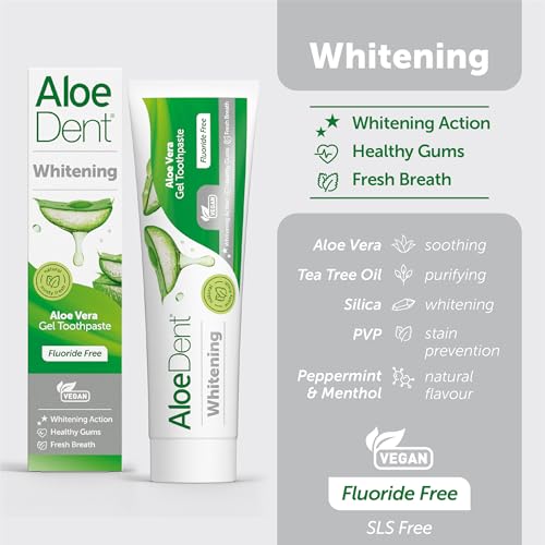 Aloe Dent dentifrice avec silice et aloé vera, texture douce pour le nettoyage quotidien.