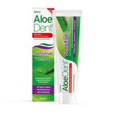 Dentifrice AloeDent Sensitive en tube fluoré, routine quotidienne adaptée aux sensibilités.