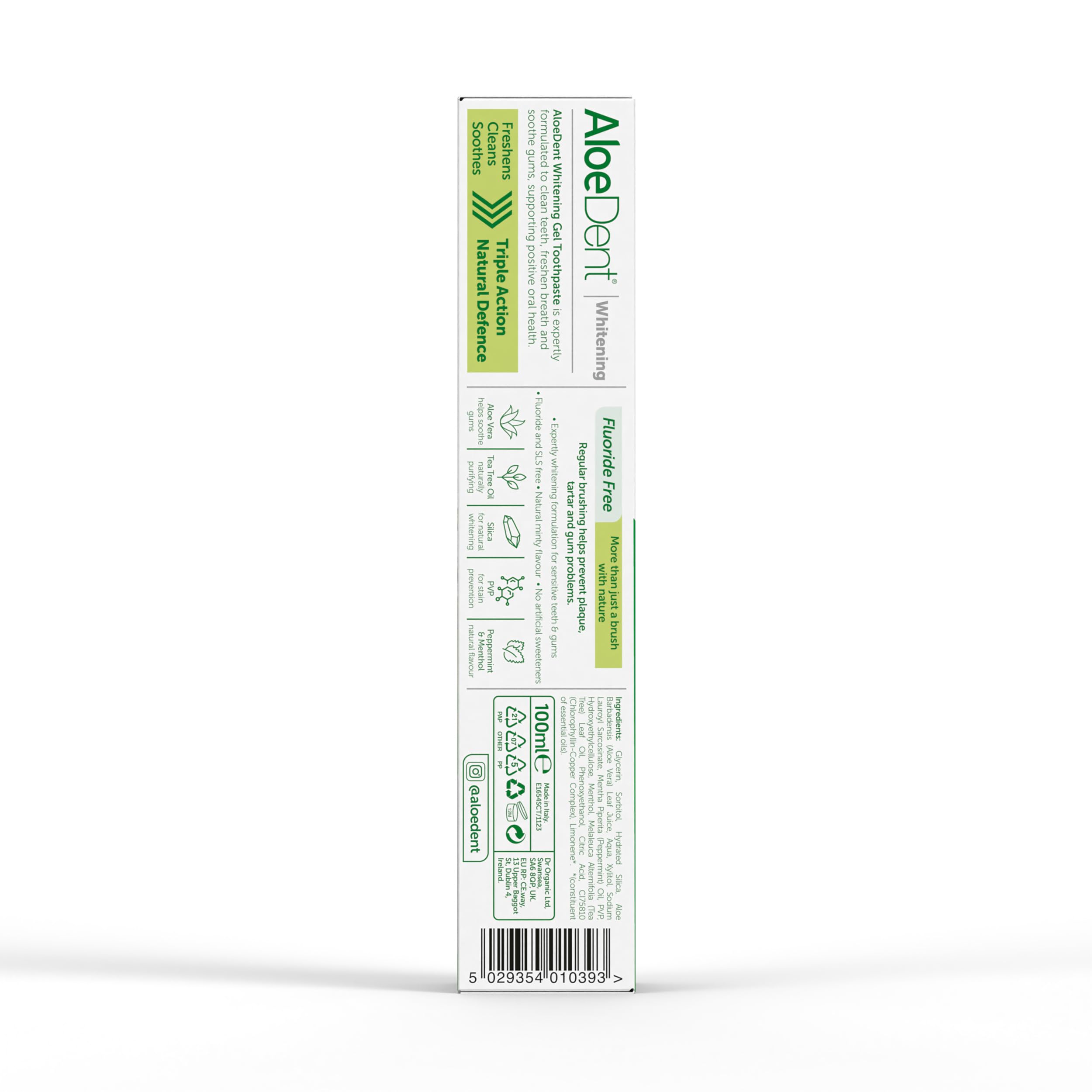 Aloe Dent sourire éclatant dentifrice aloé vera, effet potentiel après brossage.
