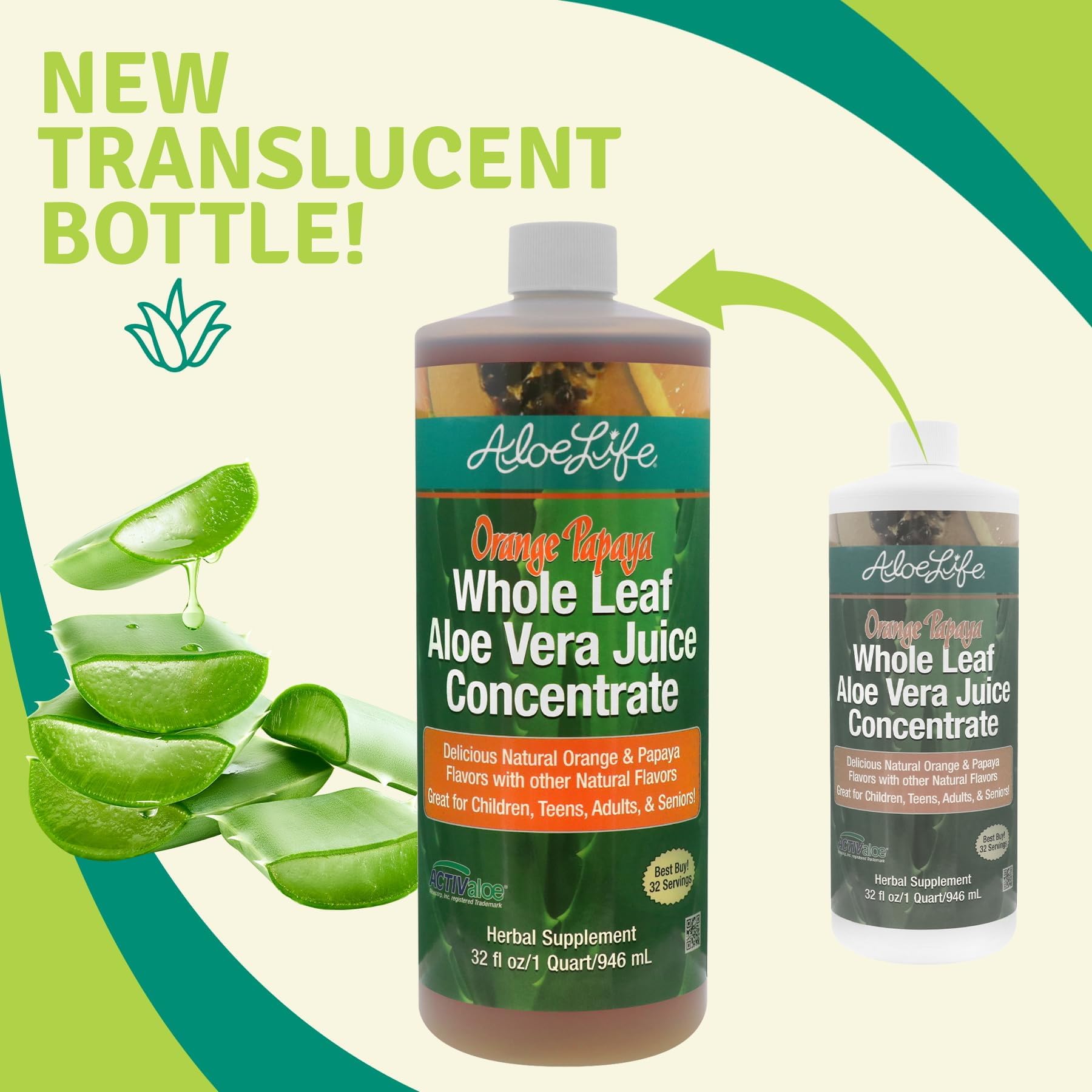 Aloe Life - jus versé dans un verre, dégustation rafraîchissante et fruitée.