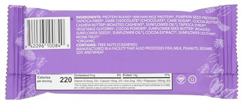 ALOHA barre protéinée chocolat fudge brownie ingrédients végétaux et sans OGM