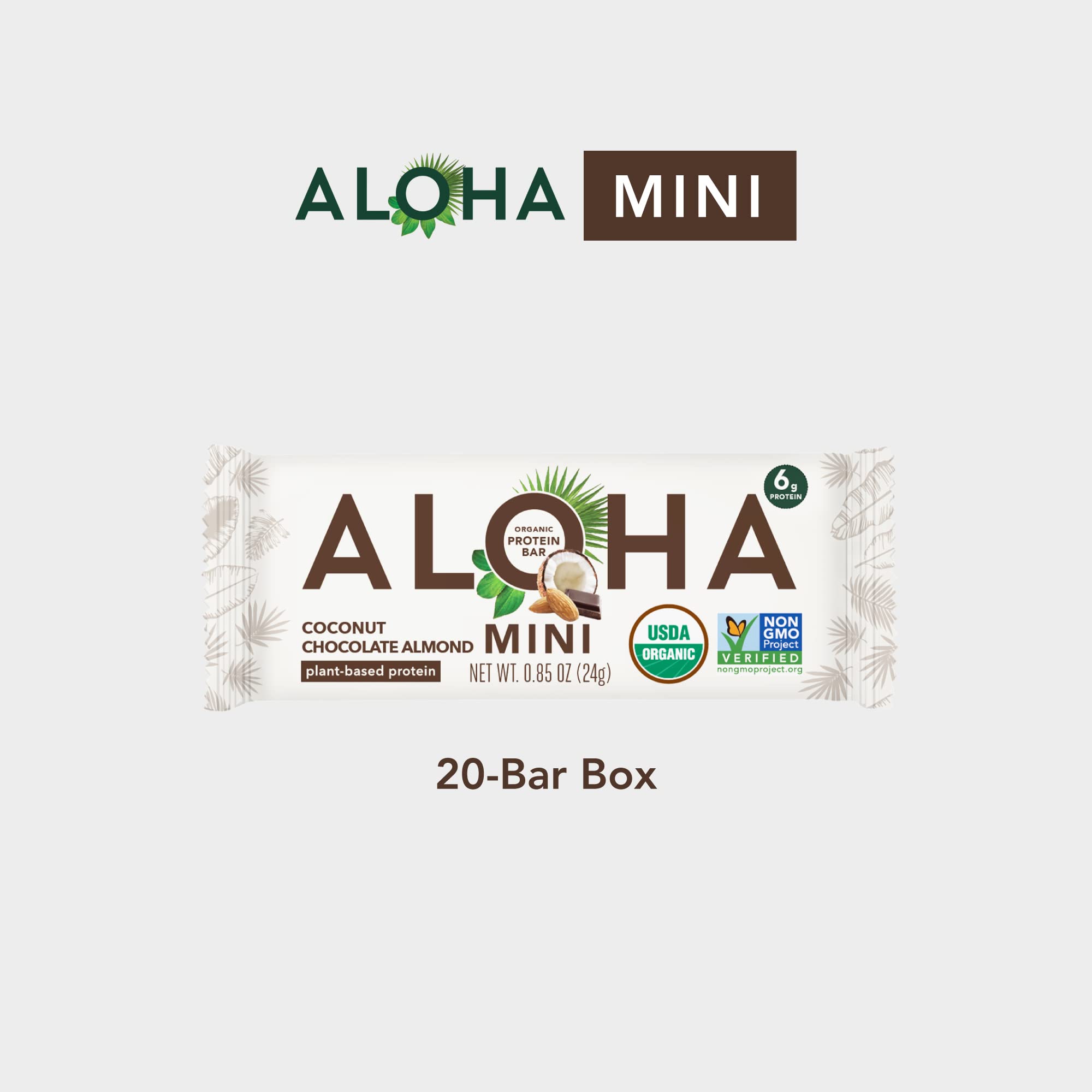 Boîte ALOHA minis protéinées, sans artificiels, coco-chocolat-amande.