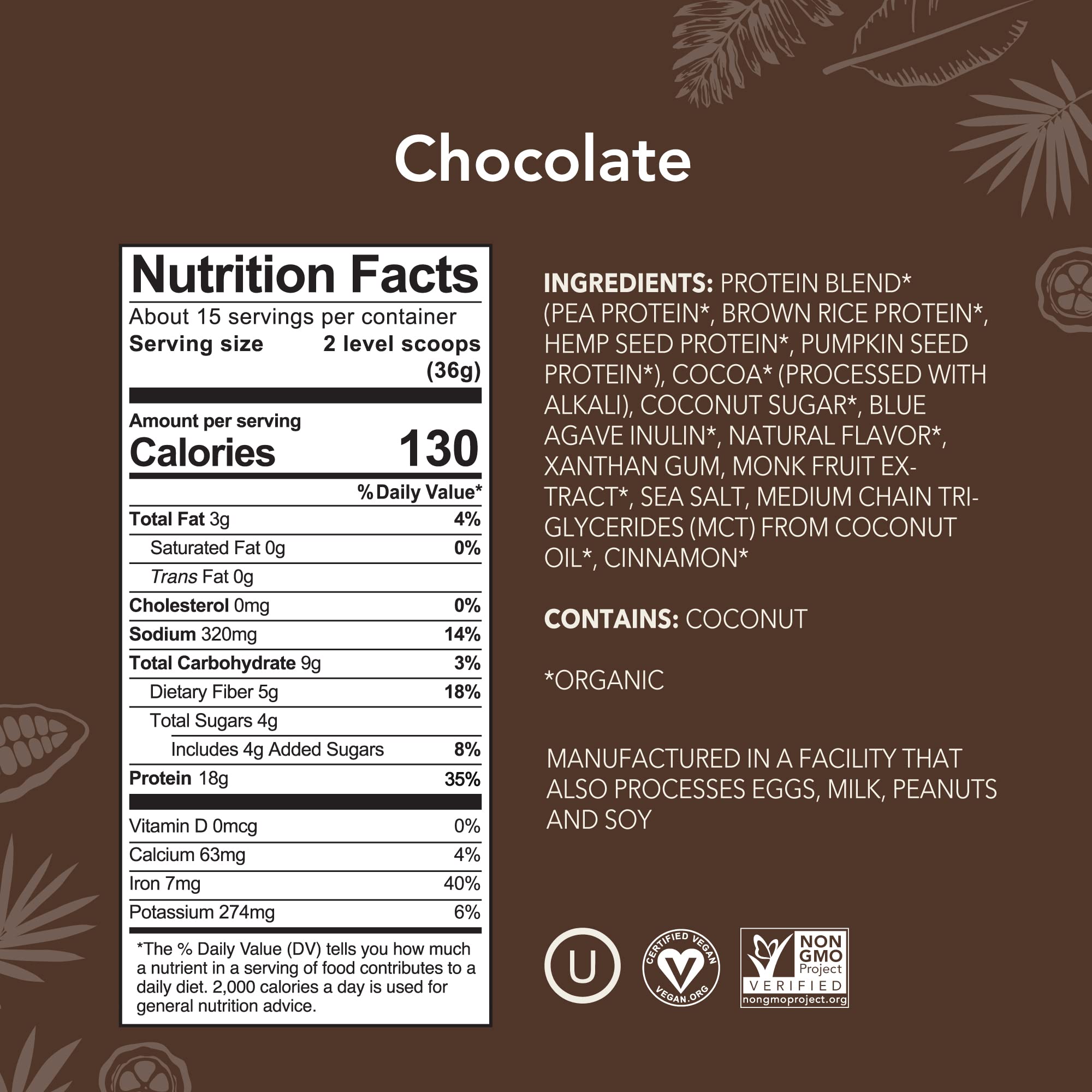 ALOHA Protéine Végétale Chocolat, dose poudre idéale pour shake protéiné