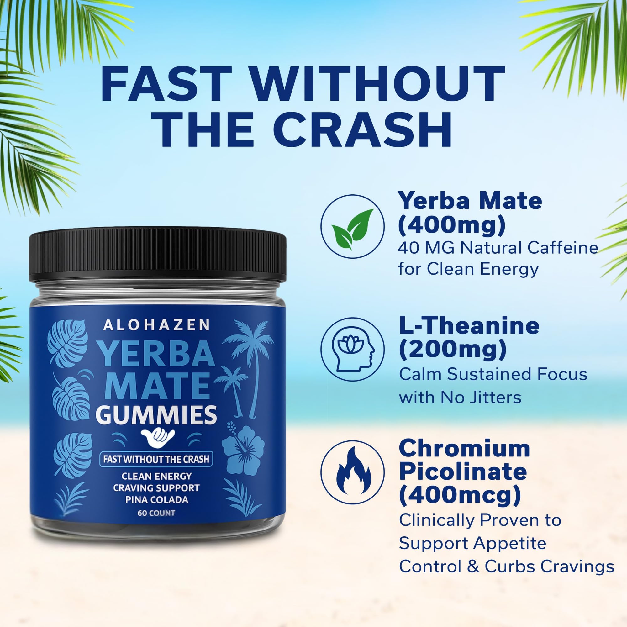 Gommes AlohaZen Yerba Mate – gros plan sur la texture tropicale