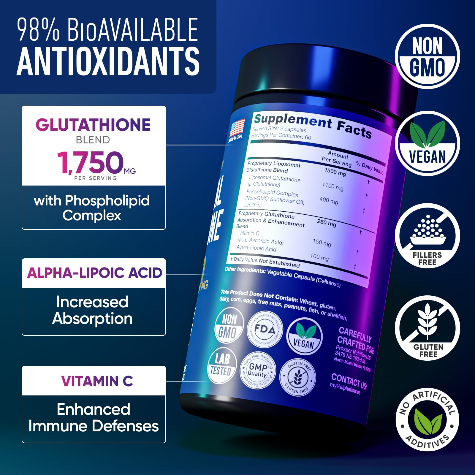 Alpha Flow – capsules glutathion liposomal 1100mg favorisant l'absorption