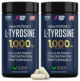 Alpha Flow L-Tyrosine 1000mg, emballage avant, concentration potentielle améliorée.