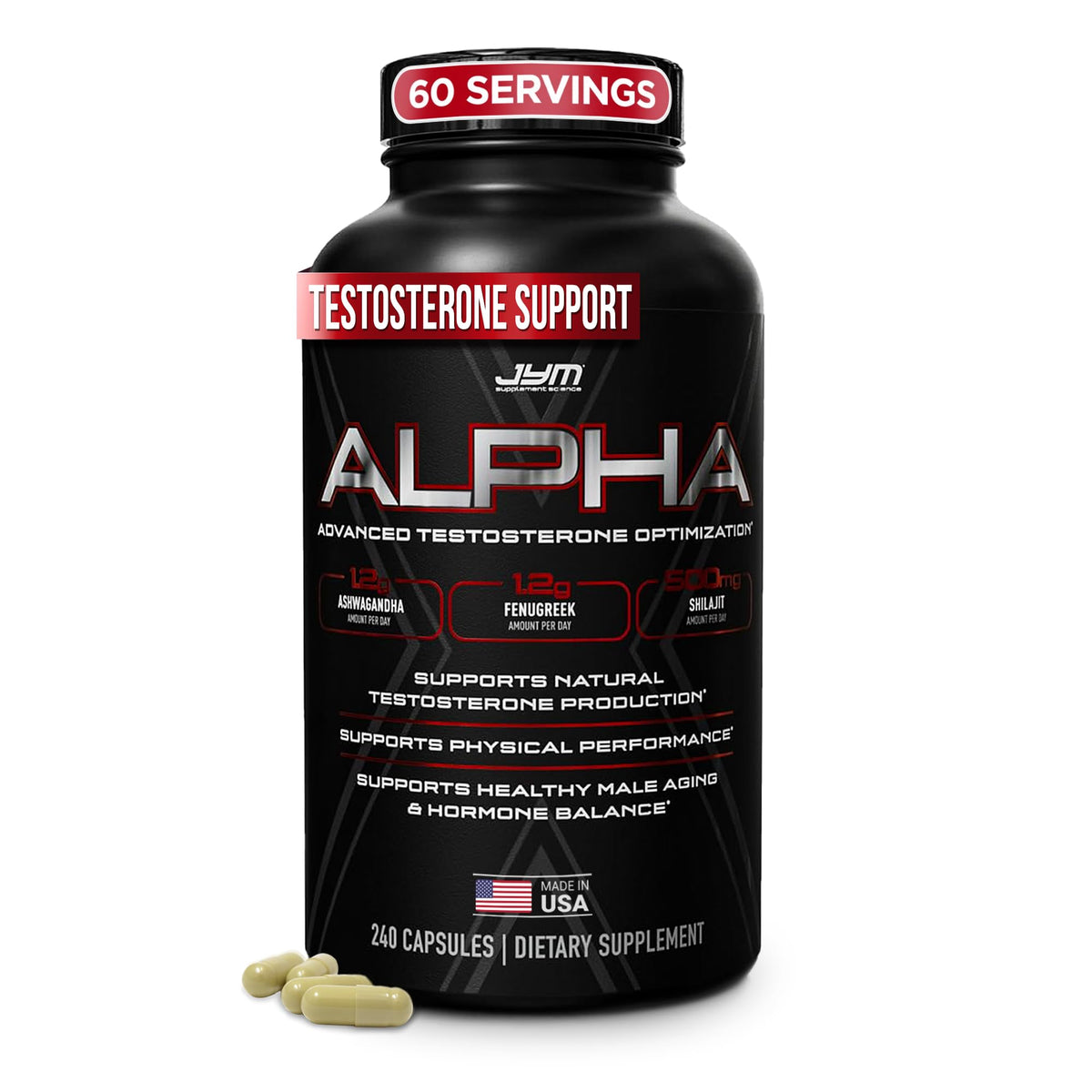 Alpha JYM X : ingrédients cliniques visibles pour soutenir les performances quotidiennes.