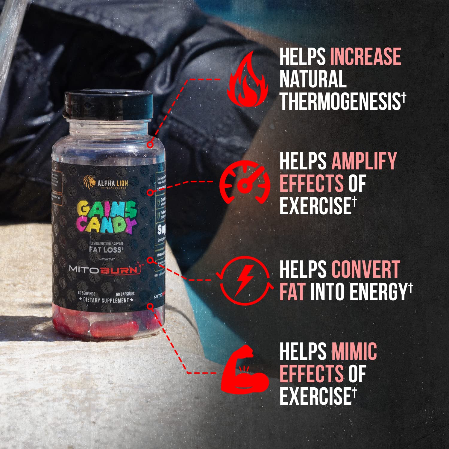Gains Candy ALPHA LION : capsules en blister visibles et propres