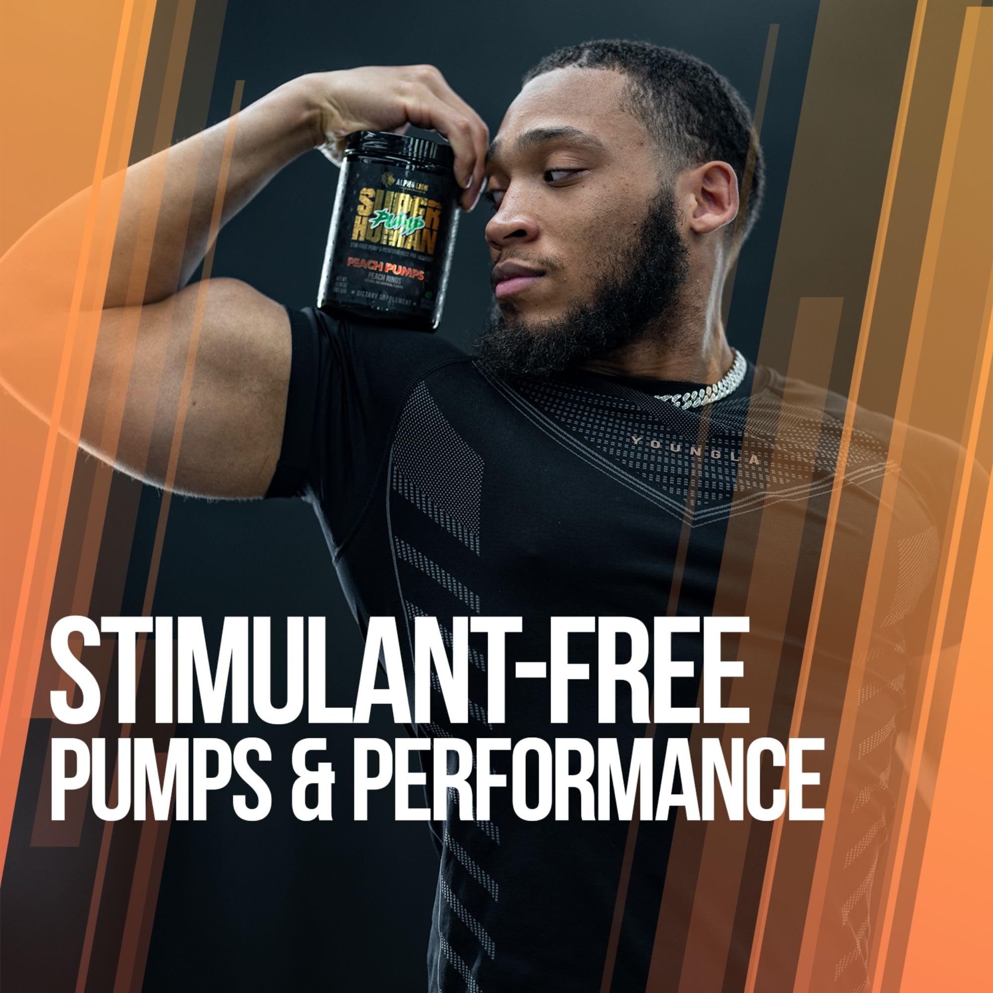 ALPHA LION Pump Pre Workout: etiquette lisible, informations claires sur la formule sans stimulant.