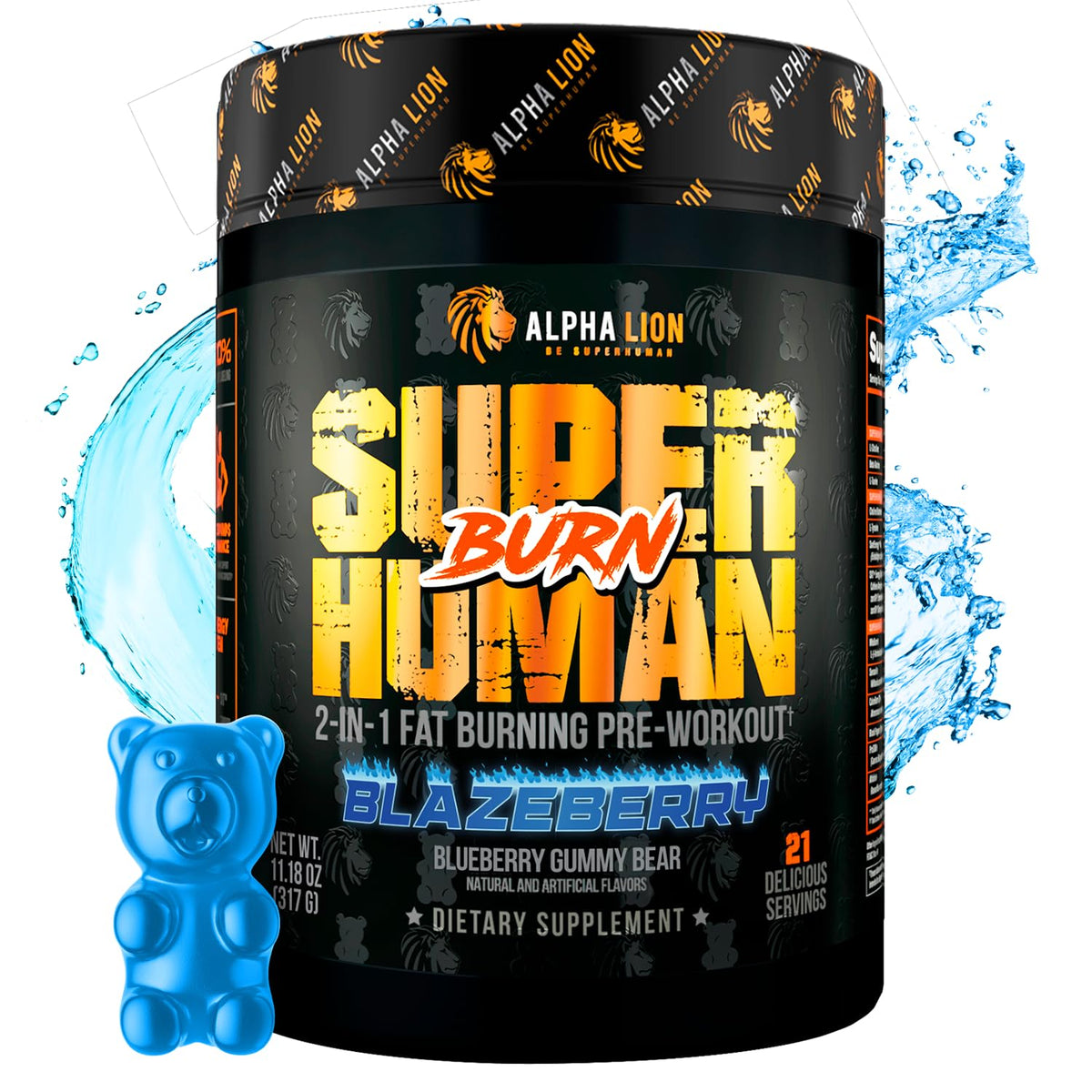 ALPHA LION Superhuman Burn, bouteille prête pour une énergie potentielle lors de l'entraînement.