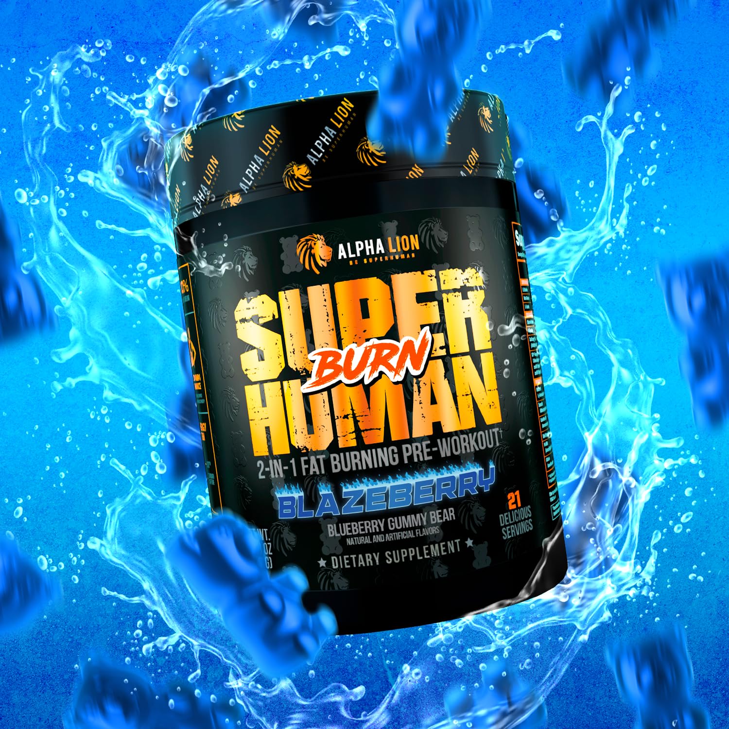 ALPHA LION Superhuman Burn – gommes bleues, goût agréable et boost métabolique potentiel.