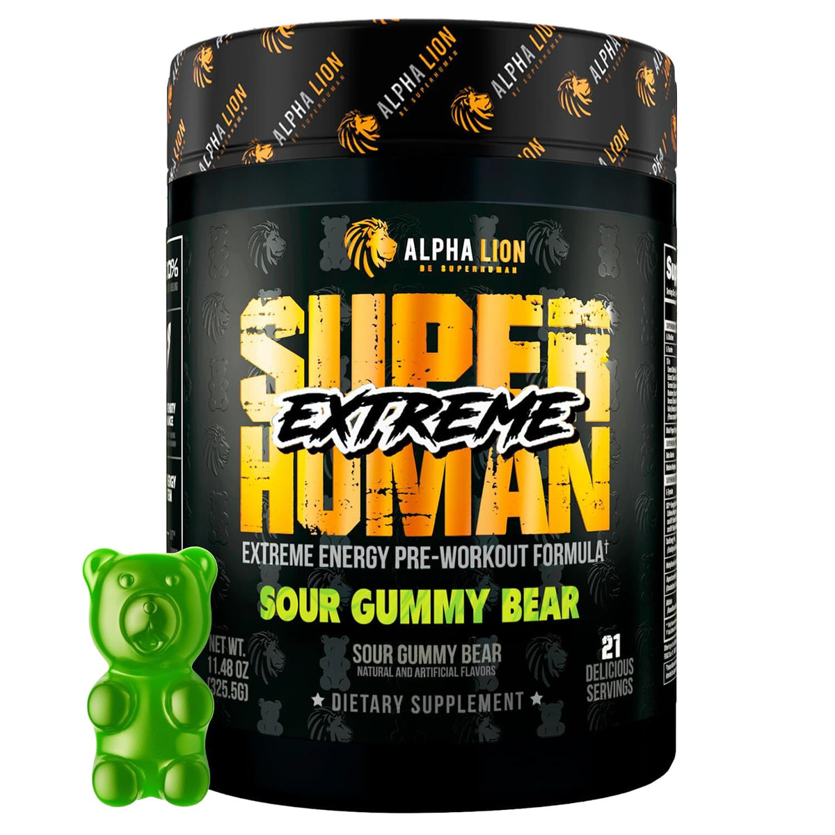 ALPHA LION Superhuman Extreme, bouteille pré-entraînement, énergie durable pour les séances.