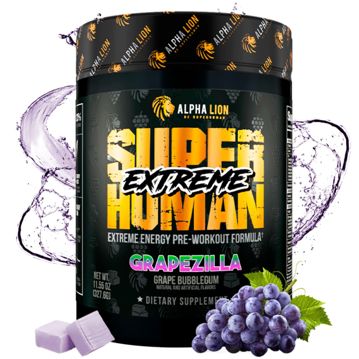 ALPHA LION Superhuman Extreme - poudre préentraînement en bouteille pour énergie soutenue.