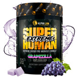 ALPHA LION Superhuman Extreme - poudre préentraînement en bouteille pour énergie soutenue.