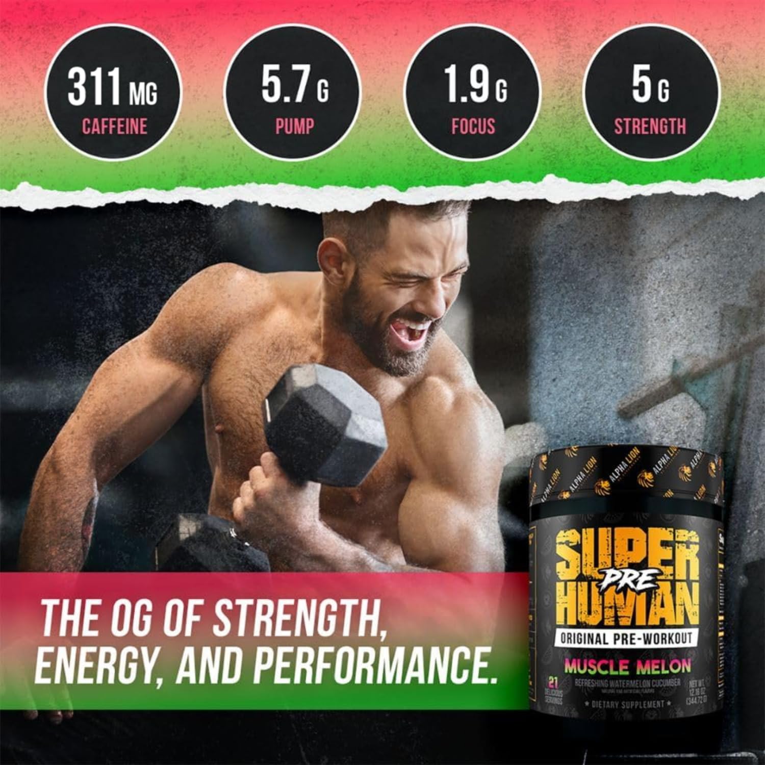 ALPHA LION Superhuman Pre Workout: pump soutenu pour une sensation de puissance.