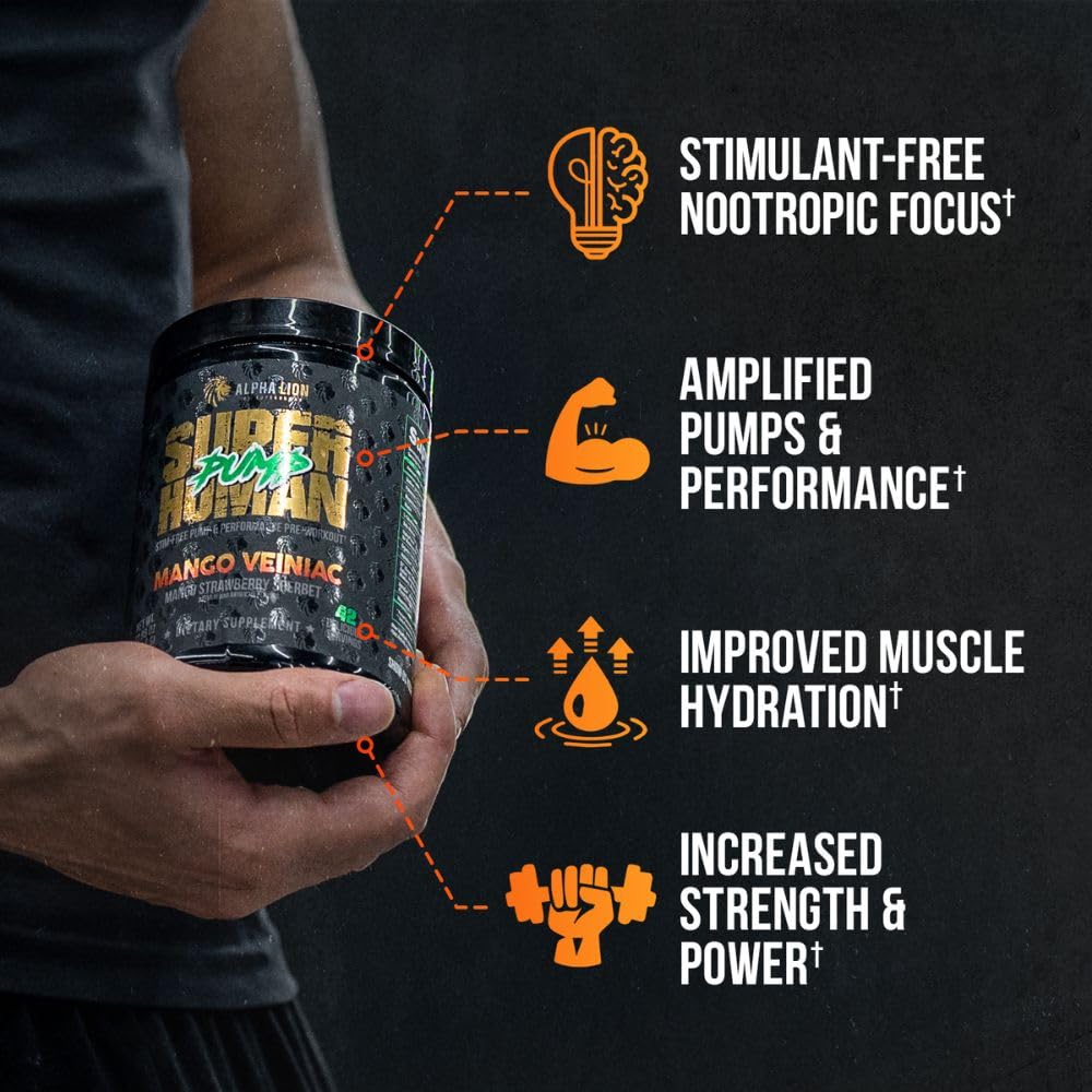 ALPHA LION Superhuman Pump – cuillère doseuse, mélange rapide sans caféine ni stimulants.