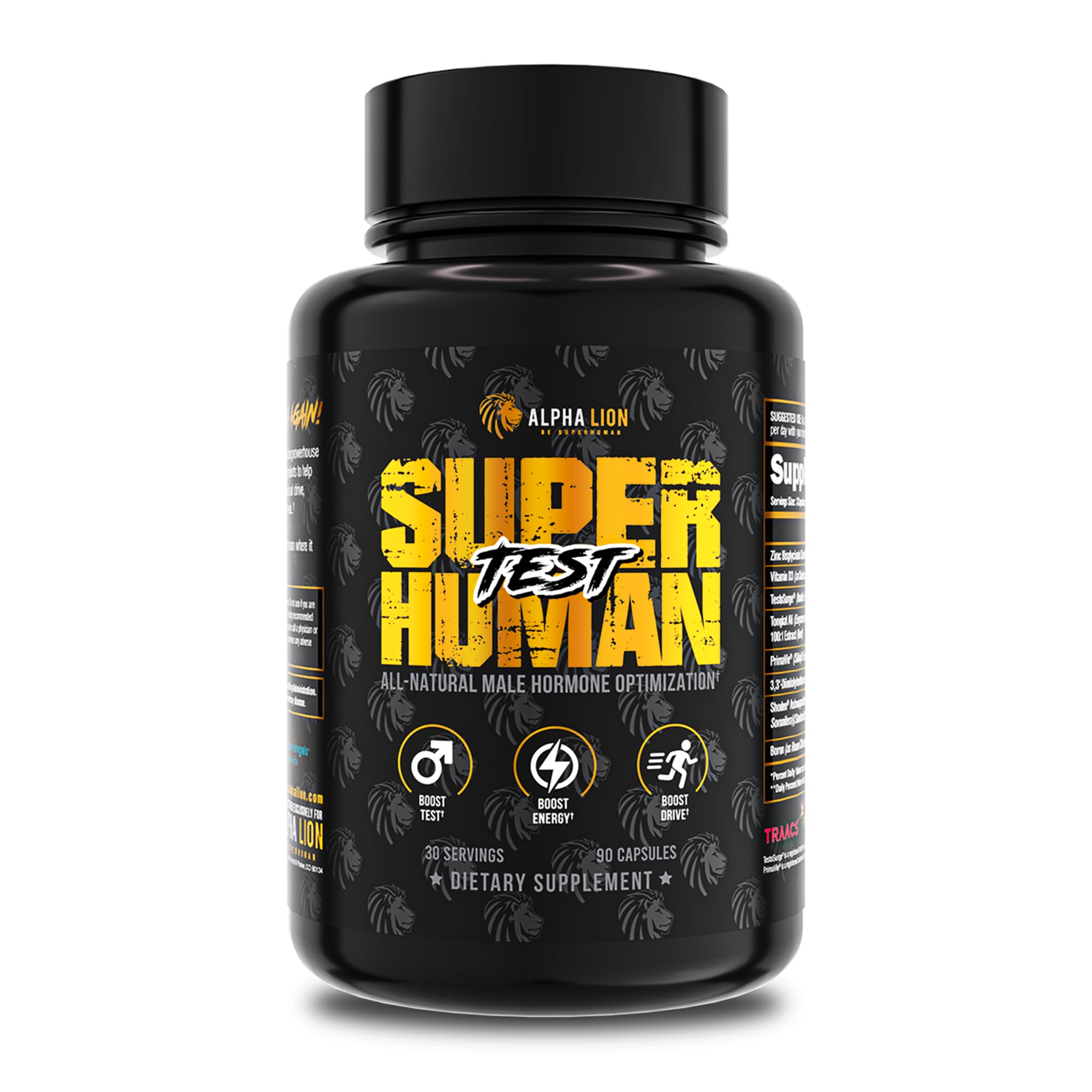 ALPHA LION Superhuman Test : bouteille avant, énergie naturelle renforcée
