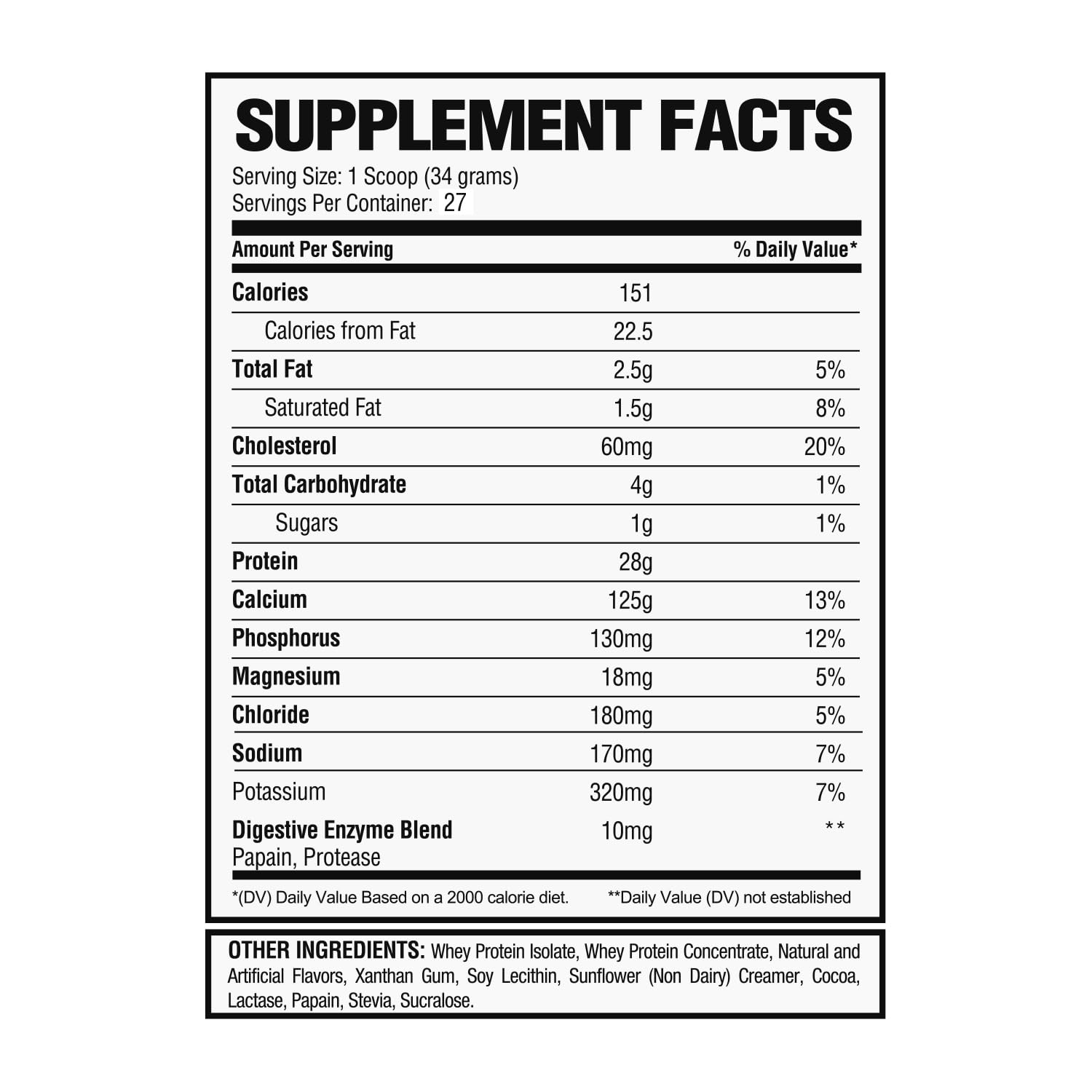 Alpha Nutrition Labs Isolat Chocolat Protéine Lactosérum, étiquette lisible facilitant le dosage et le choix.