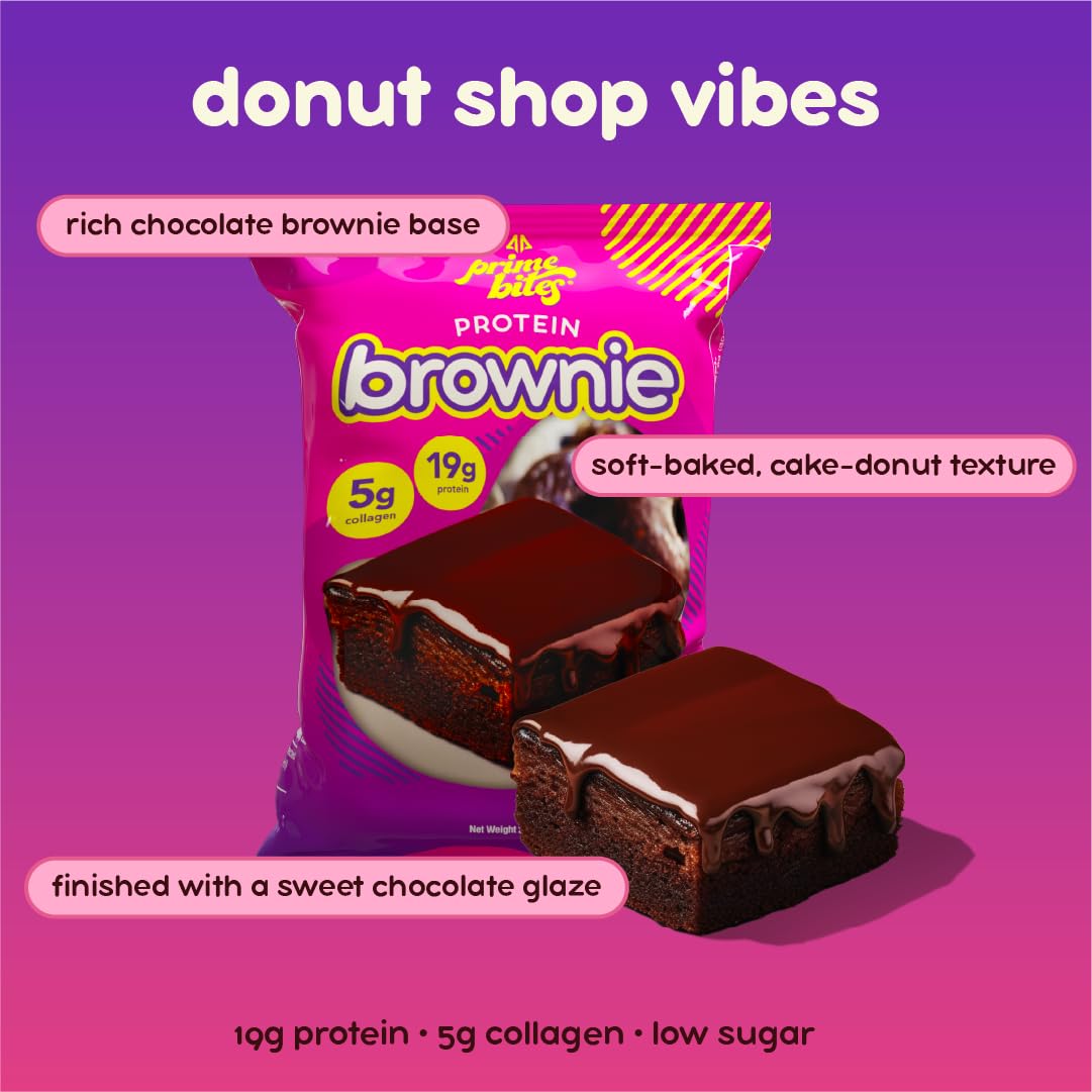 Prime Bites Brownie à faible teneur en sucre, collation légère après l'entraînement.
