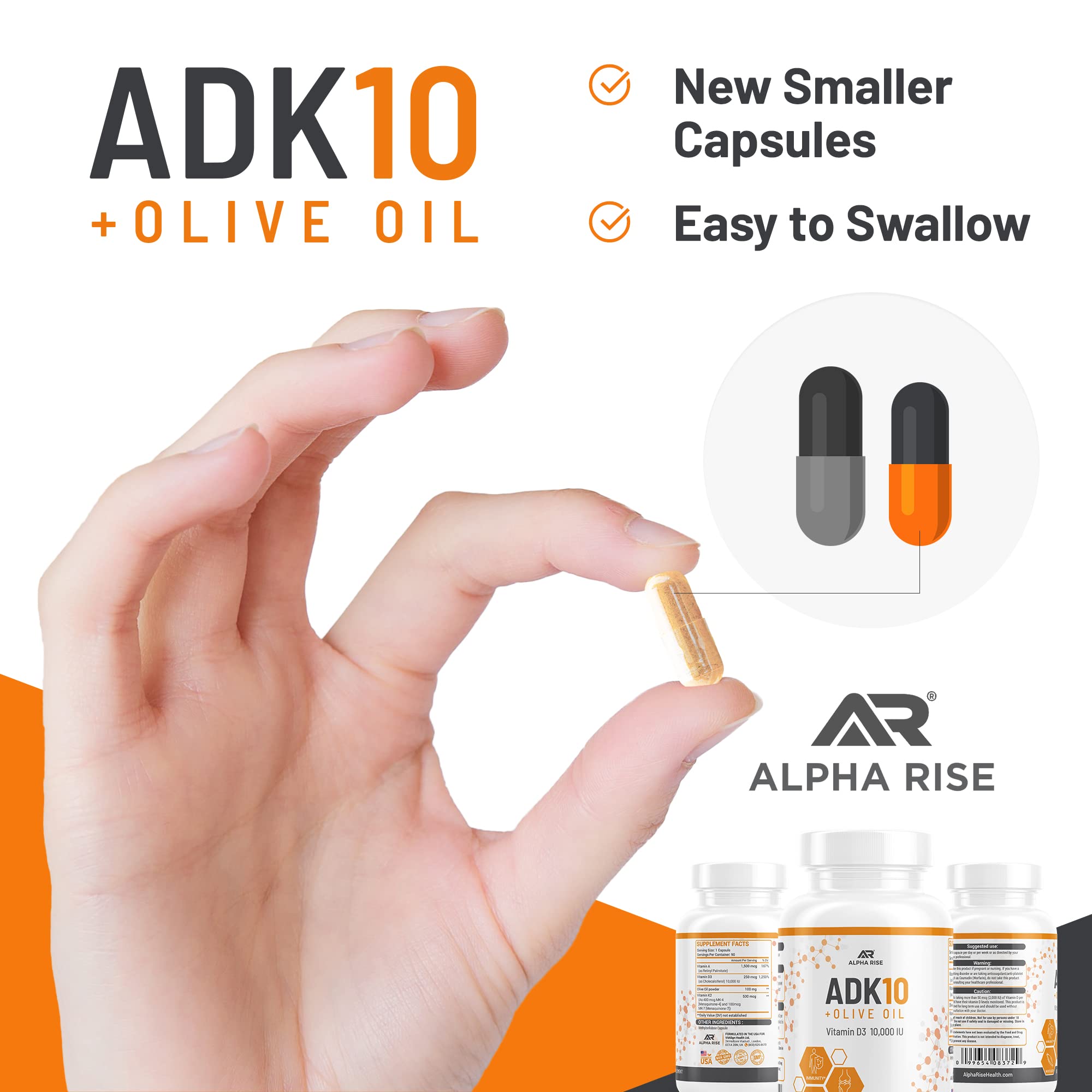 ALPHA RISE ADK10 D3 10000 UI pour absorption liposoluble efficace