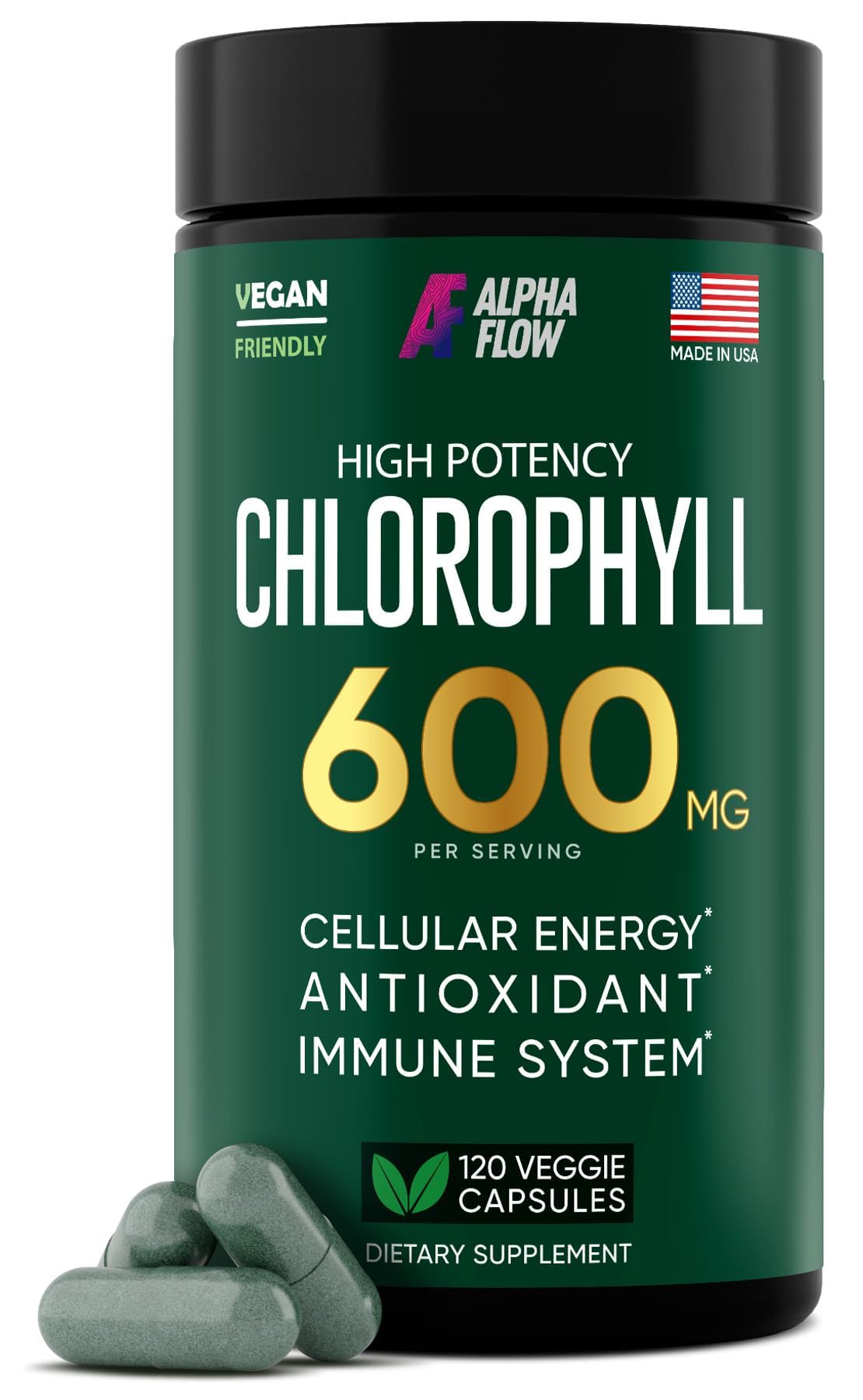 Alpha Flow chlorophylle capsules - énergie durable pour la journée