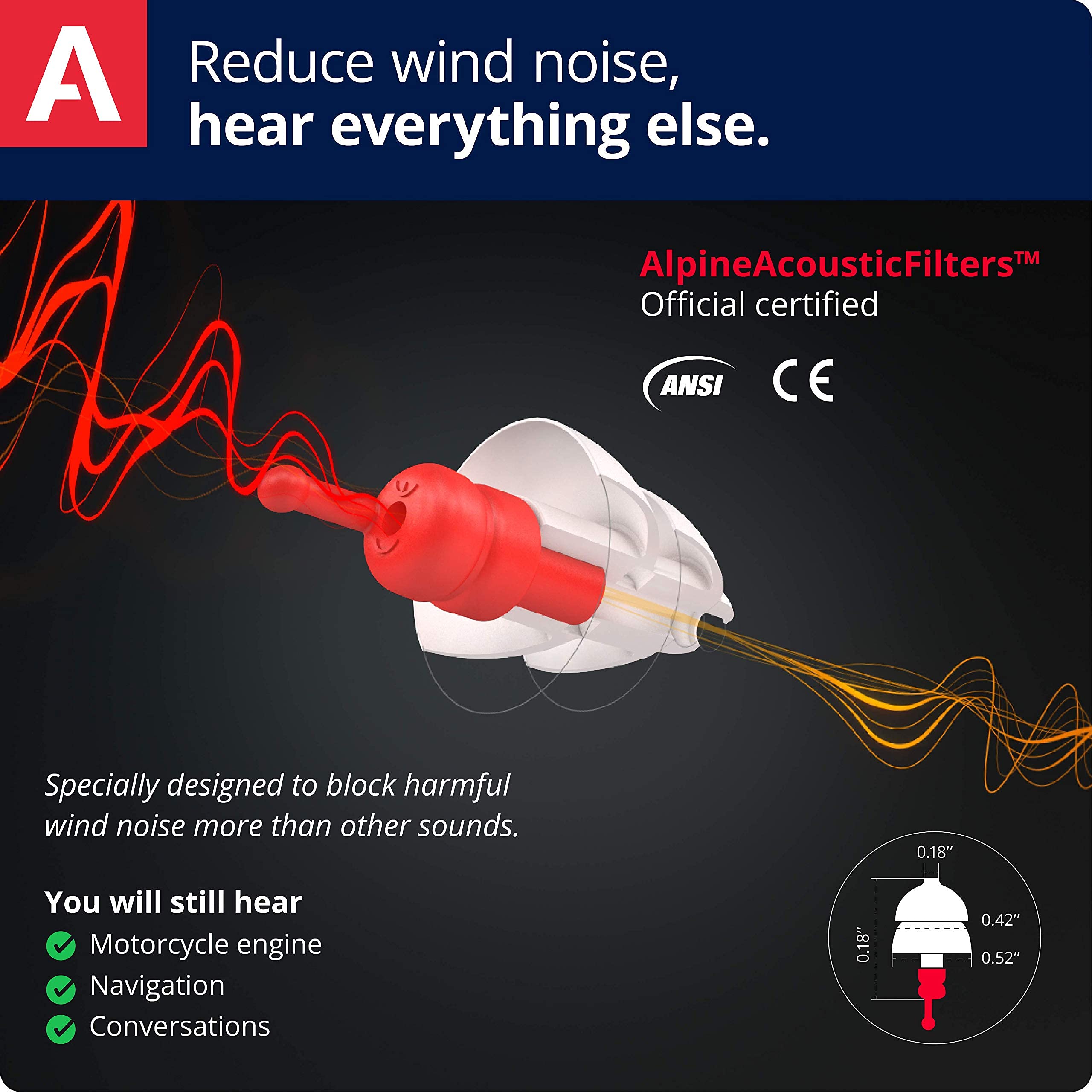 Filtre acoustique Alpine MotoSafe Pro permettant de rester attentif au trafic