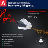 Insertion douce sous casque avec MotoSafe Tour Alpine pour des trajets prolongés.